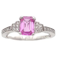 Bague en or blanc 18k de 1,86 ct de saphir rose et diamant