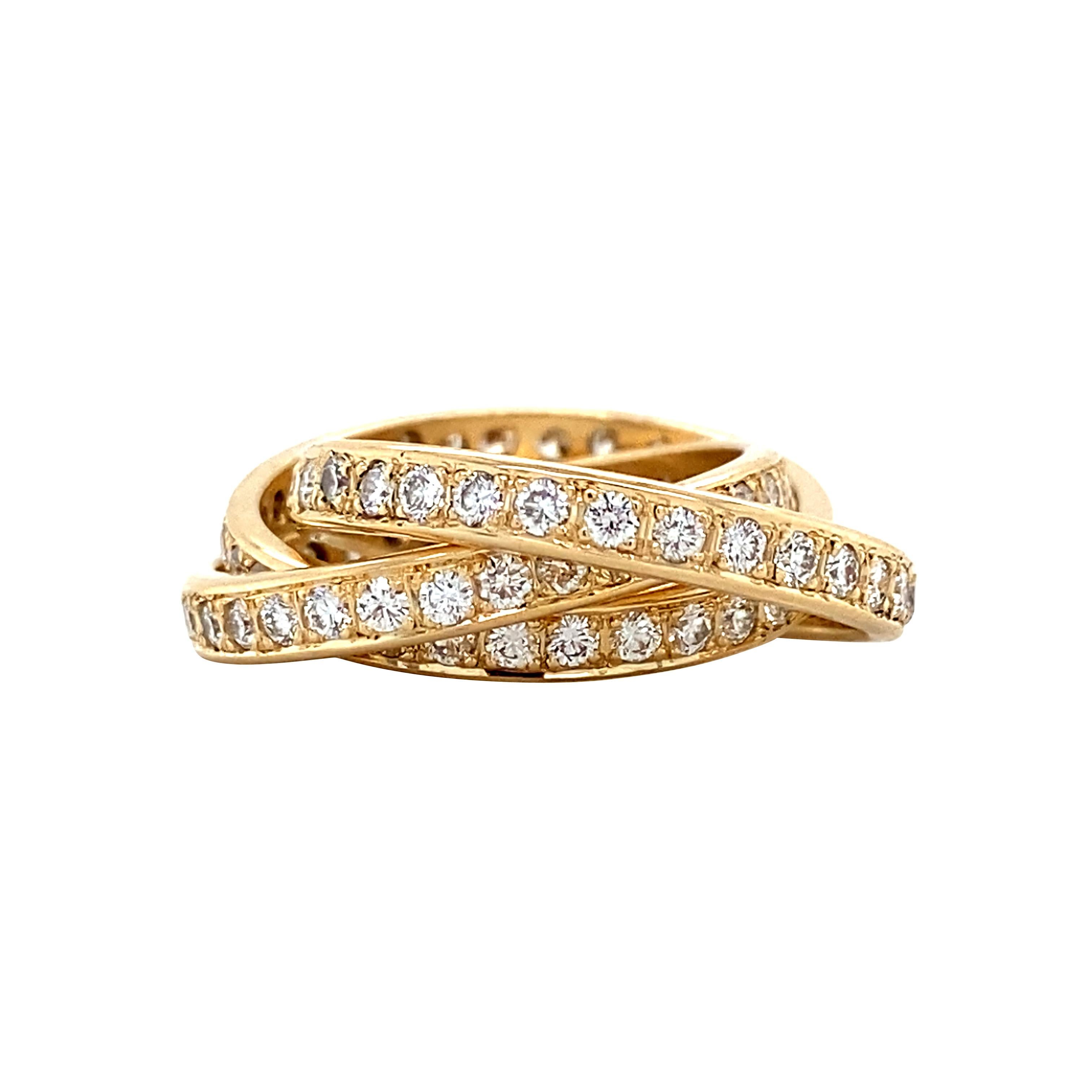 Anello Trinity Rolling Eternity Bands con diamanti da 1,86 ctw, misura 5 US In condizioni buone in vendita a AMSTERDAM, NL