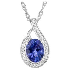 1.86 ctw Rhodium silver Women's Bridal Pendants Jewelry Gift Her