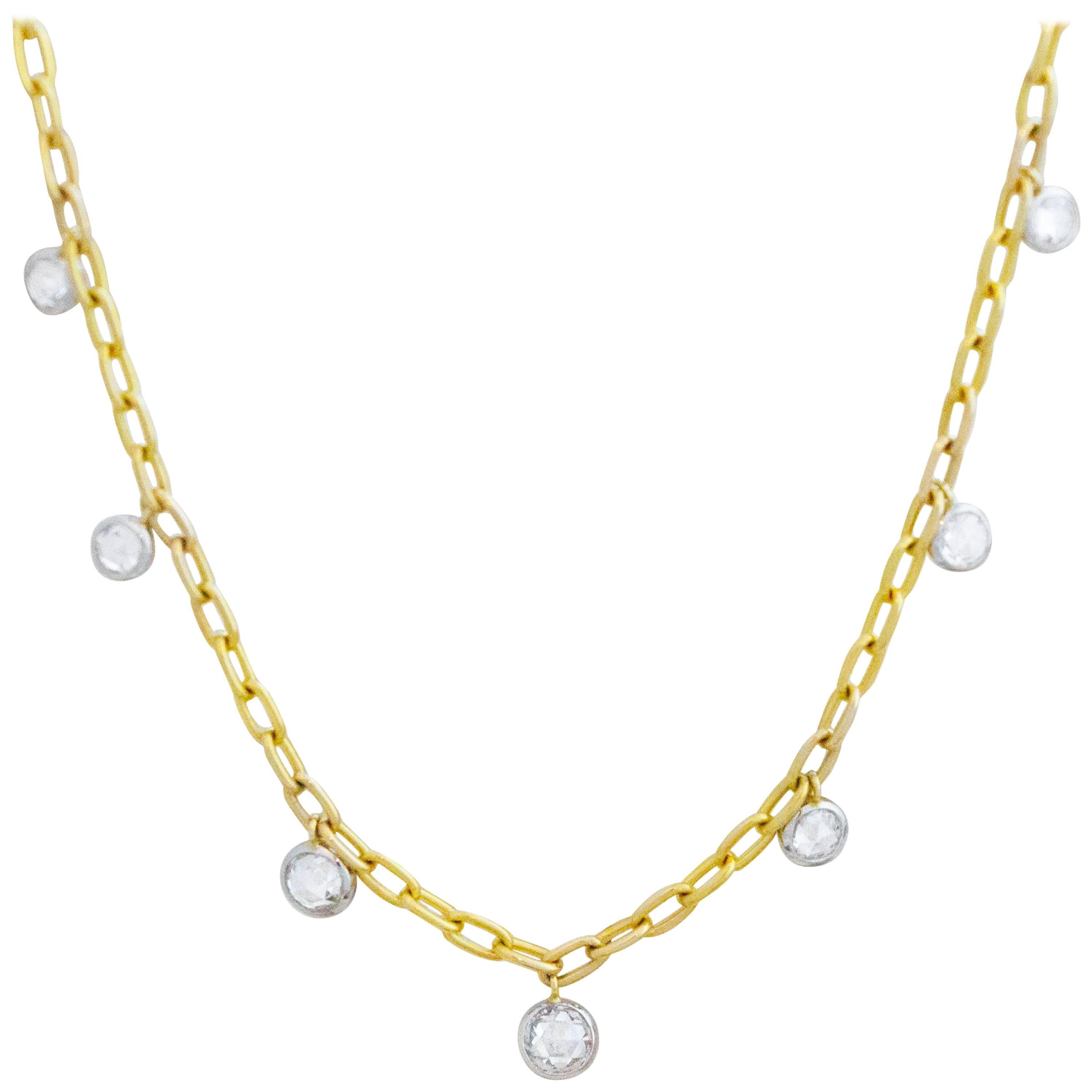 1.86 Total Carat Weight Rose Nouveau Diamond and 18 Karat Gold Choker Necklace For Sale