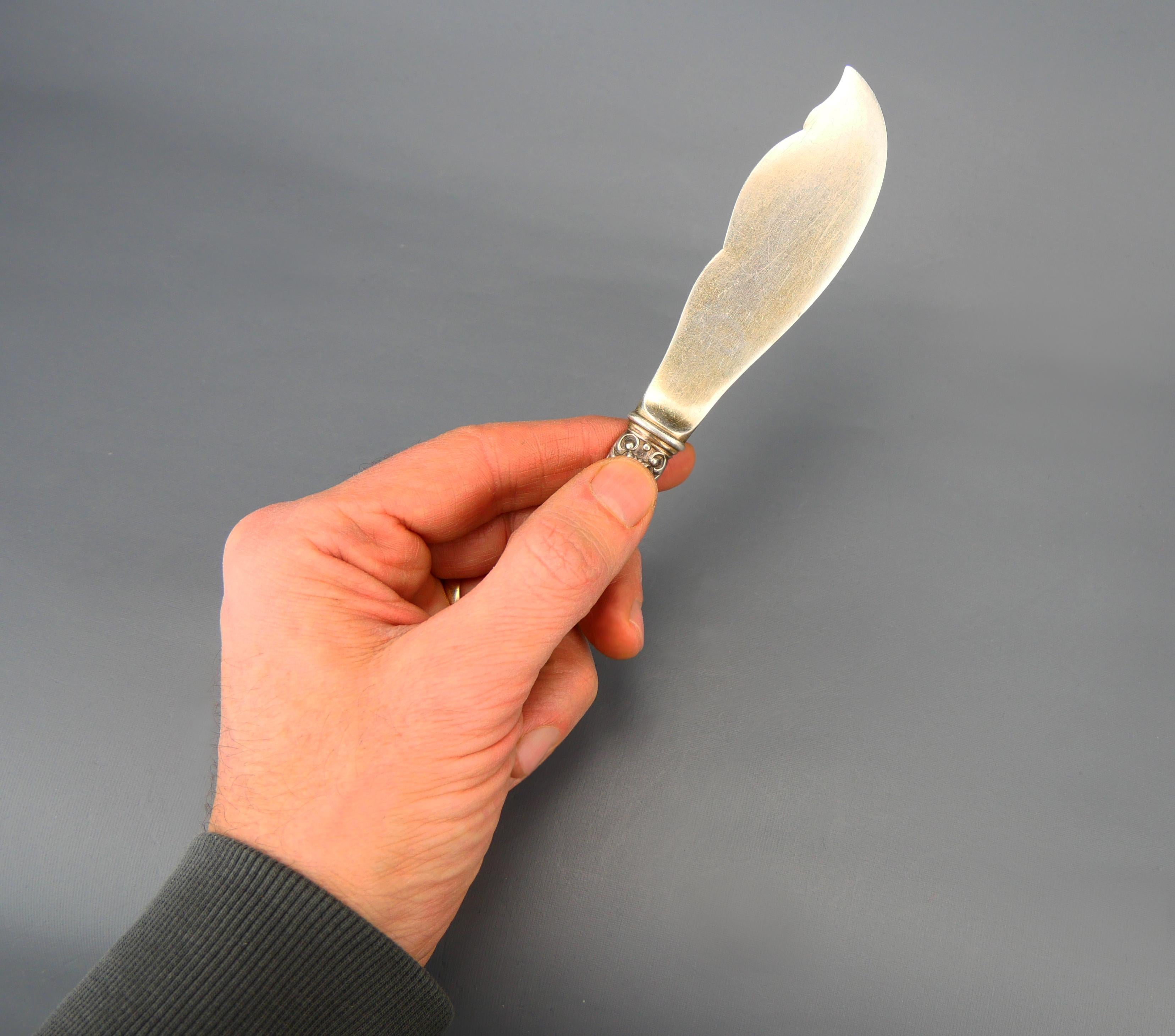 da uomo o donna 1860 - 1862 Set di due coltelli da pasta Berg von Linden in argento massiccio dorato 830/ 132gr in vendita