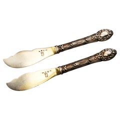 1860 - 1862 Set of two Berg von Linden Paste Knives solid 830 Gilt Silver/ 132gr