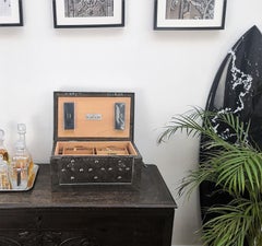 1860-1890 Italian Wrought Iron Antique Strongbox Newly Equipped as Cigar Humidor