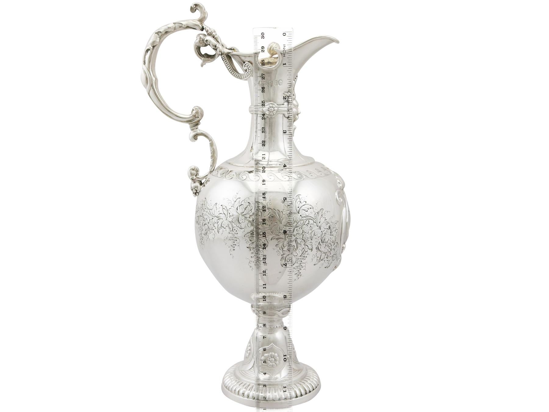 1860 Antique Victorian Sterling Silver Claret Jug 9