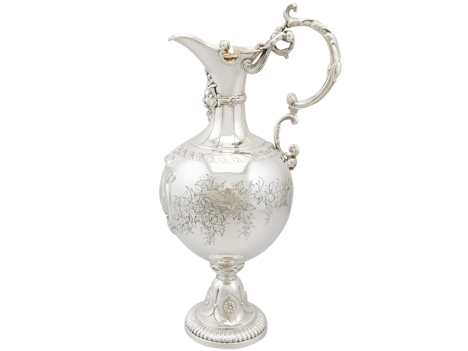 Other 1860 Antique Victorian Sterling Silver Claret Jug