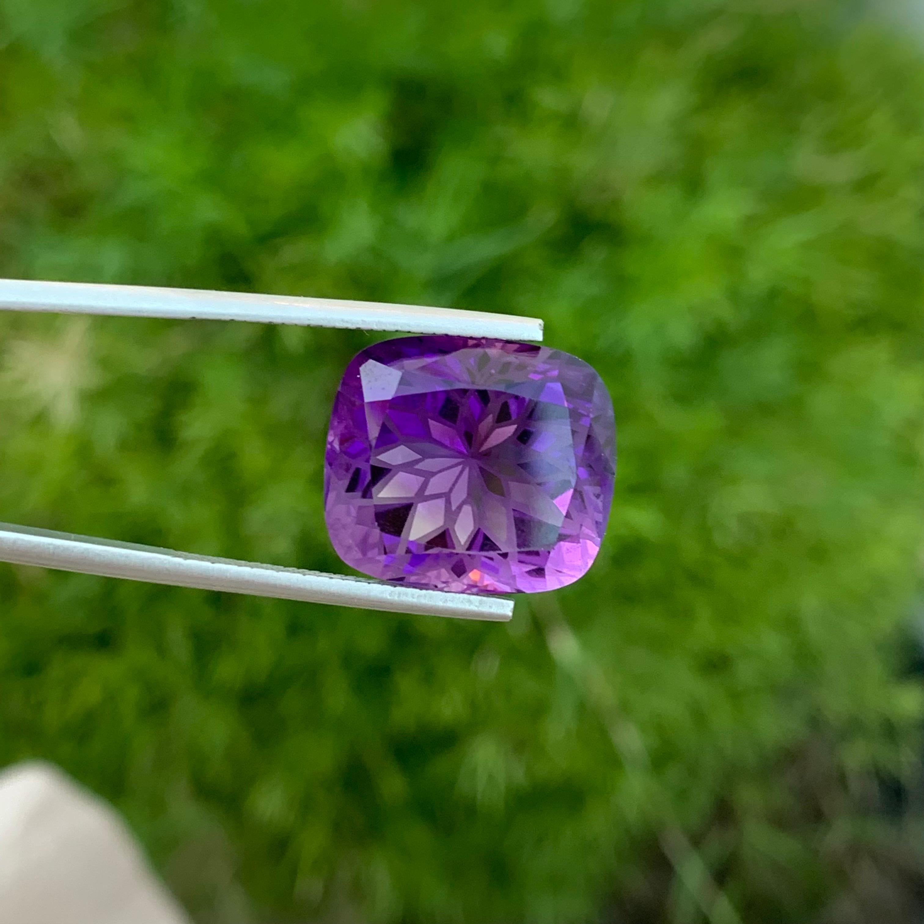 Loose Amethyst
Weight: 18.60 Carats
Dimension: 17.2 x 15 x 11.8 Mm
Colour: Purple
Origin: Brazil
Treatment: Non
Certificate: On Demand
Shape: Cushion

Amethyst, a stunning variety of quartz known for its mesmerizing purple hue, has captivated humans