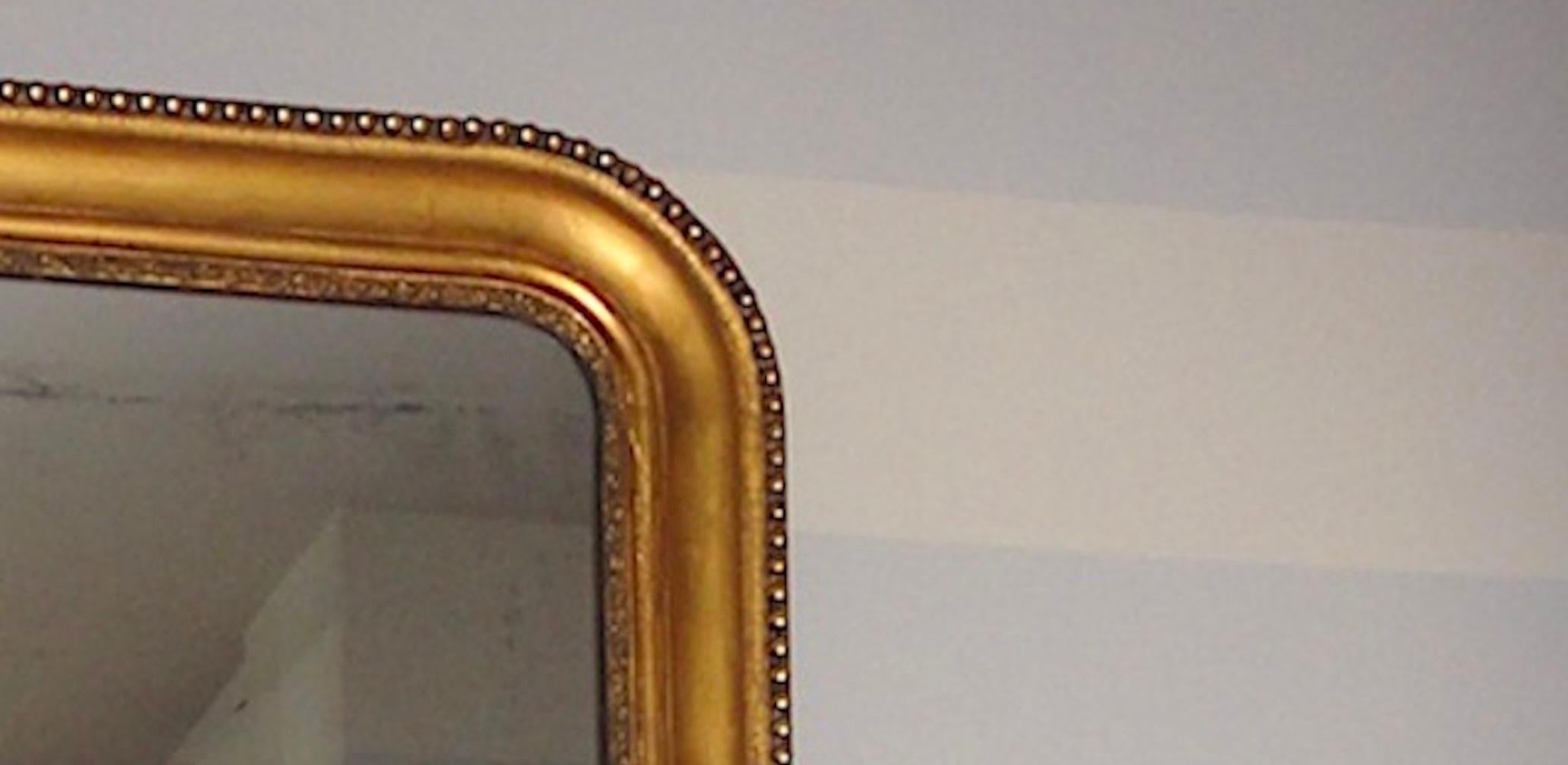 Mid-19th Century 1860 English Georgian Gilded Mirror with Original Glass Mirror