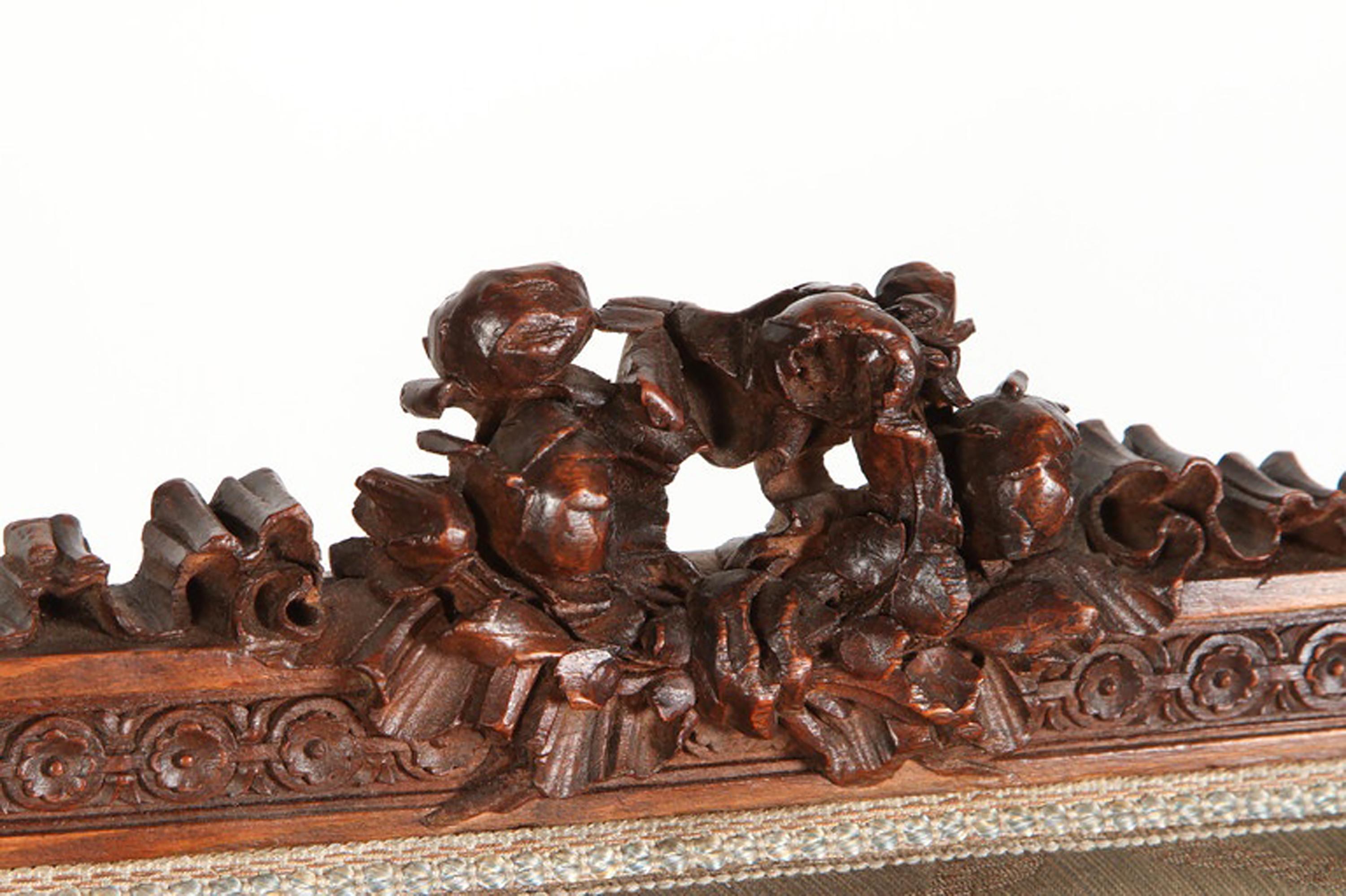 1860 French Carved Louis XVI Walnut Armchair For Sale 5