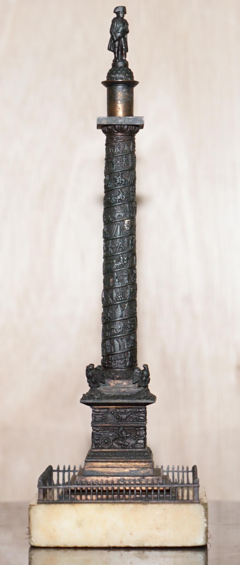 We are delighted to offer for auction this stunning antique circa 1860 Grand Tour bronze statue of Place Vendome Column with Napoleon on top in solid bronze with a marble base

These statues are very collectable, they were basically souvenirs for