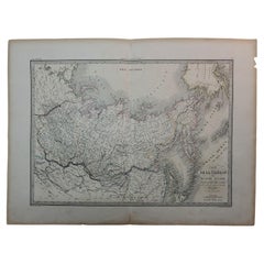Antique 1860 Large Map "Carte De La Siberie Russie D'asie, " Ric.R0001