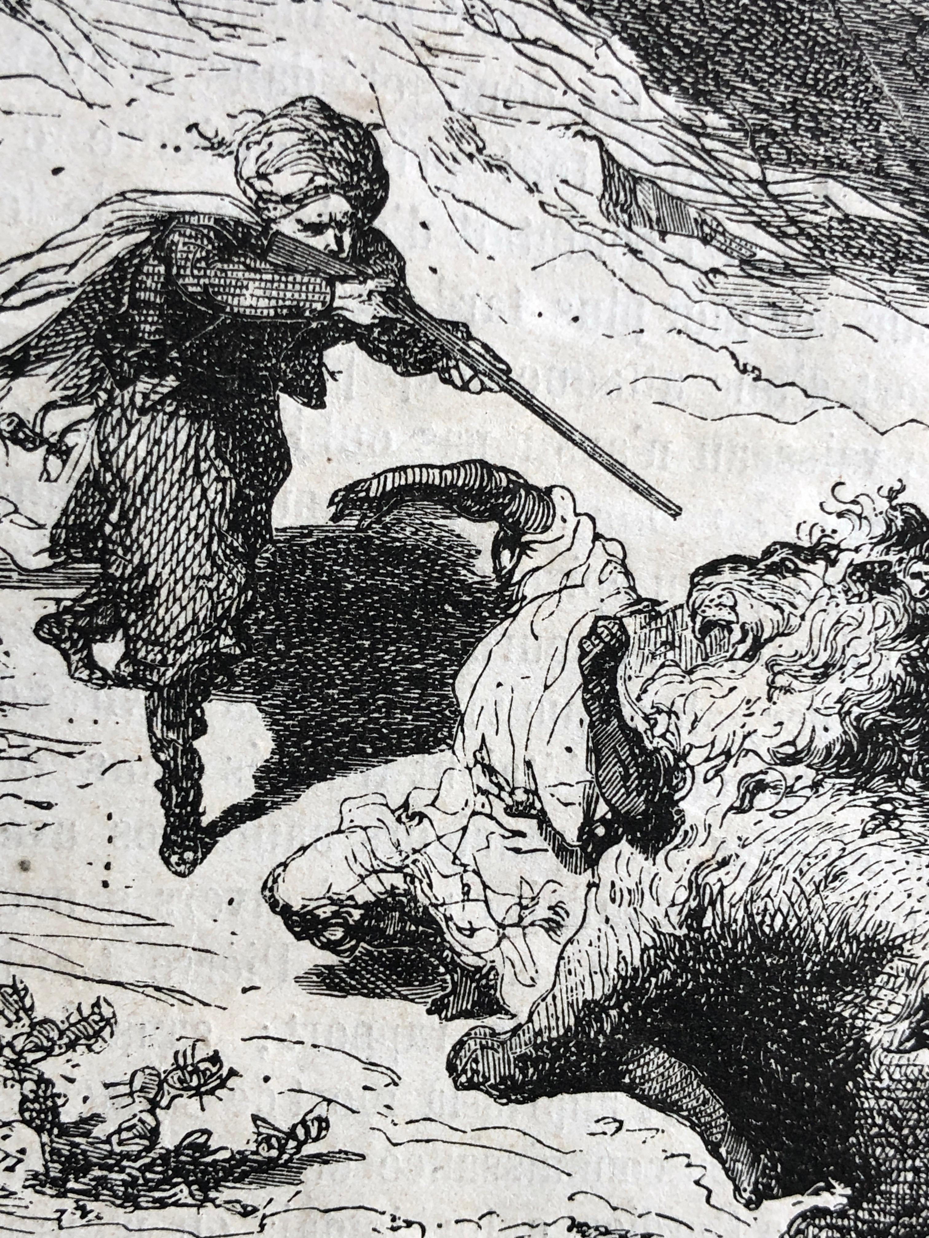 1860 'Lion Hunter' Holzstich - Holzschnitt - Paul Gustave Doré im Zustand „Gut“ im Angebot in EINDHOVEN, NL