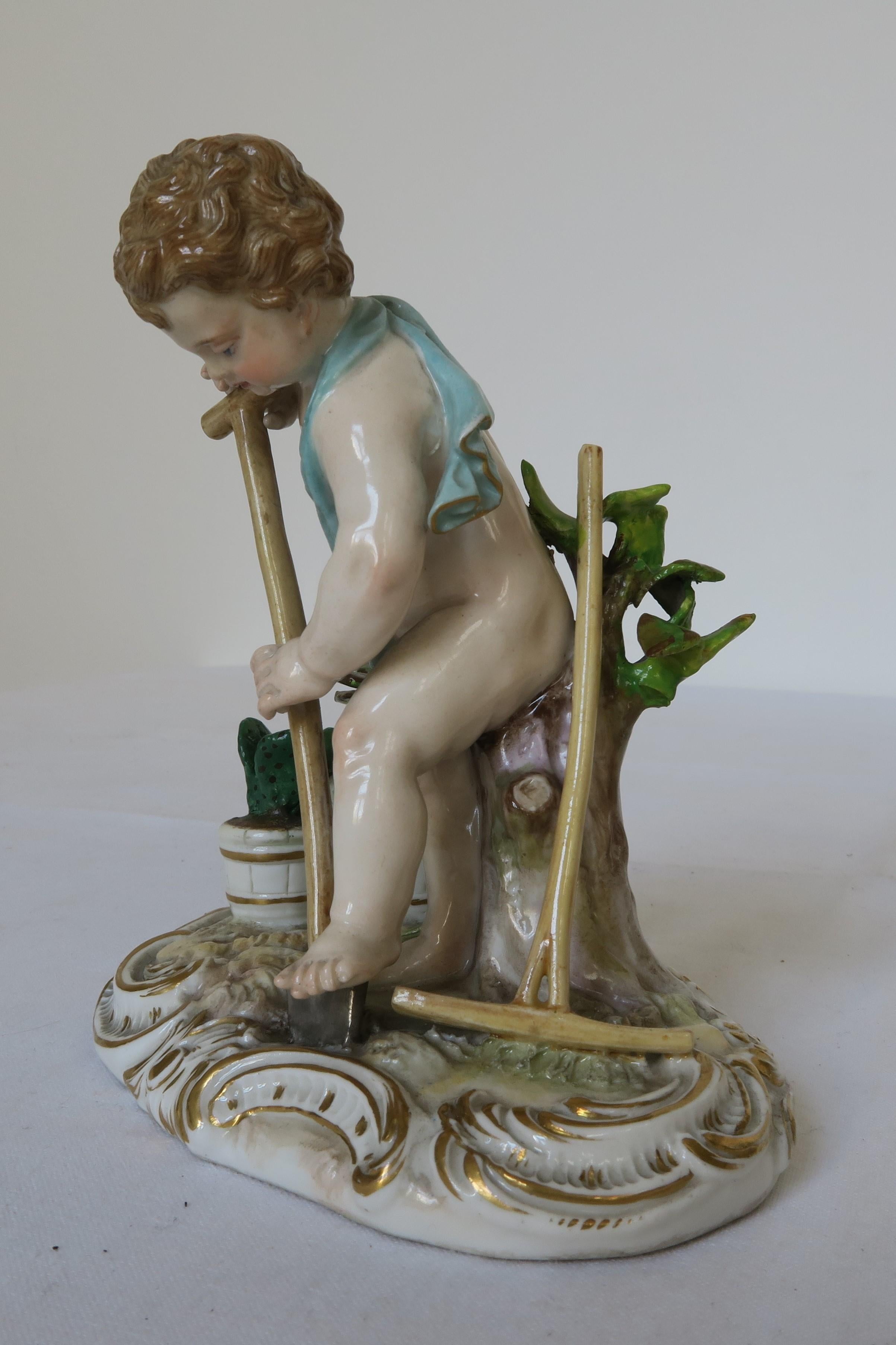 Rococo Figurine jardinière en porcelaine de Meissen de 1860 en vente