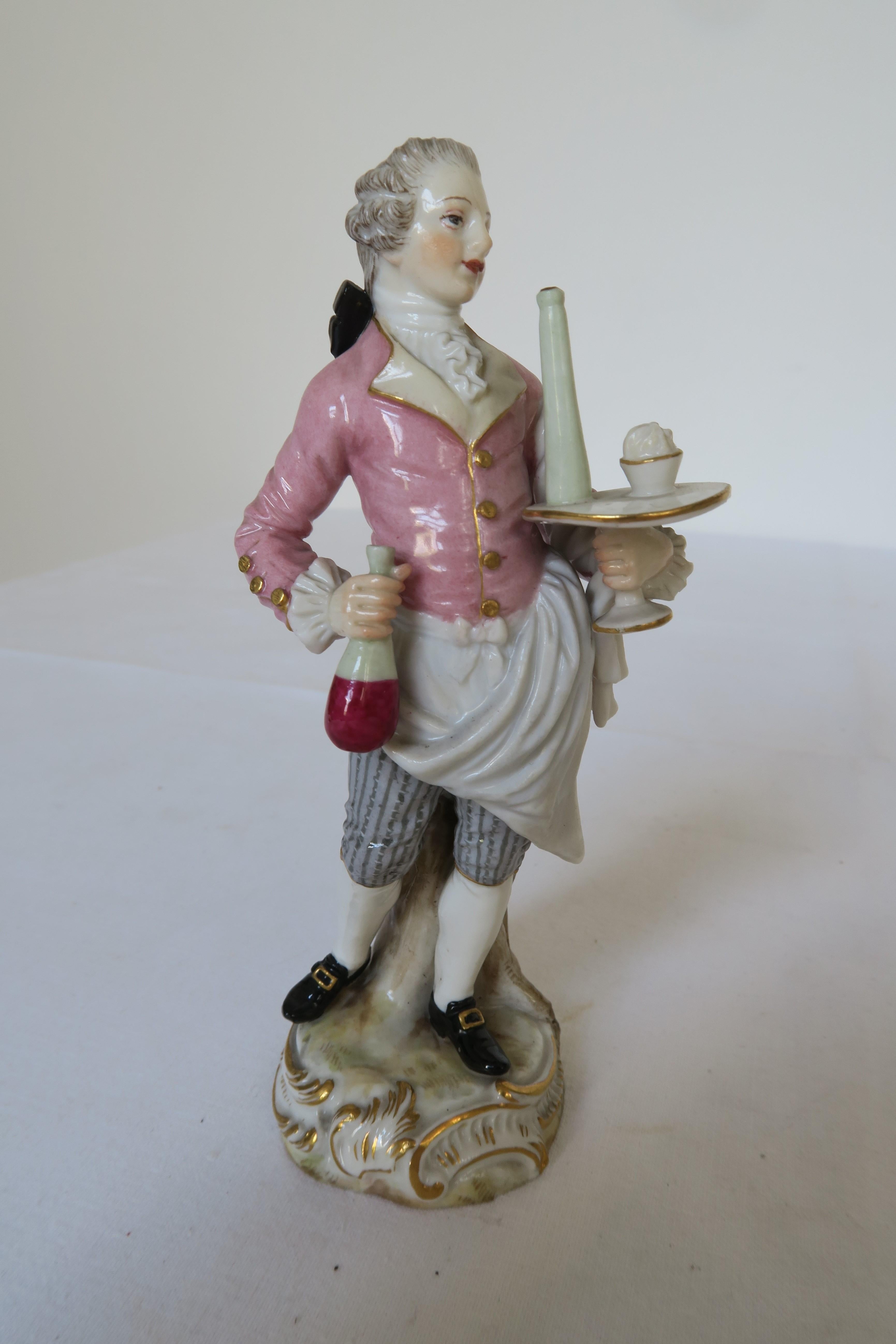 1860 Meissen Porcelain Figurine Waiter For Sale 1