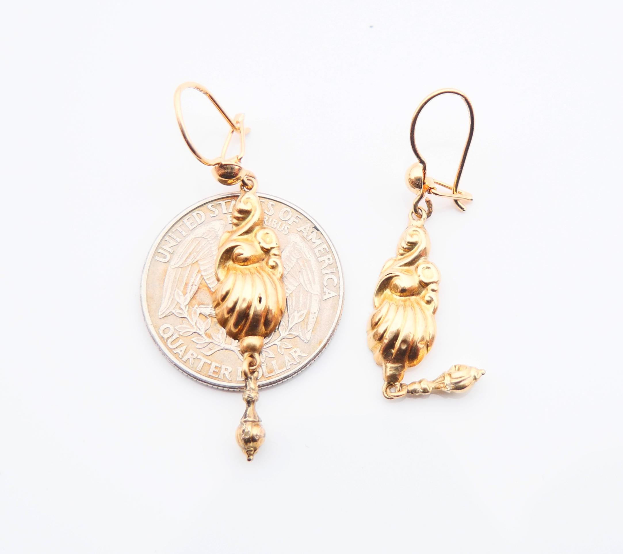 1860 Nordic Earrings solid 18K Gold /2.5gr For Sale 6