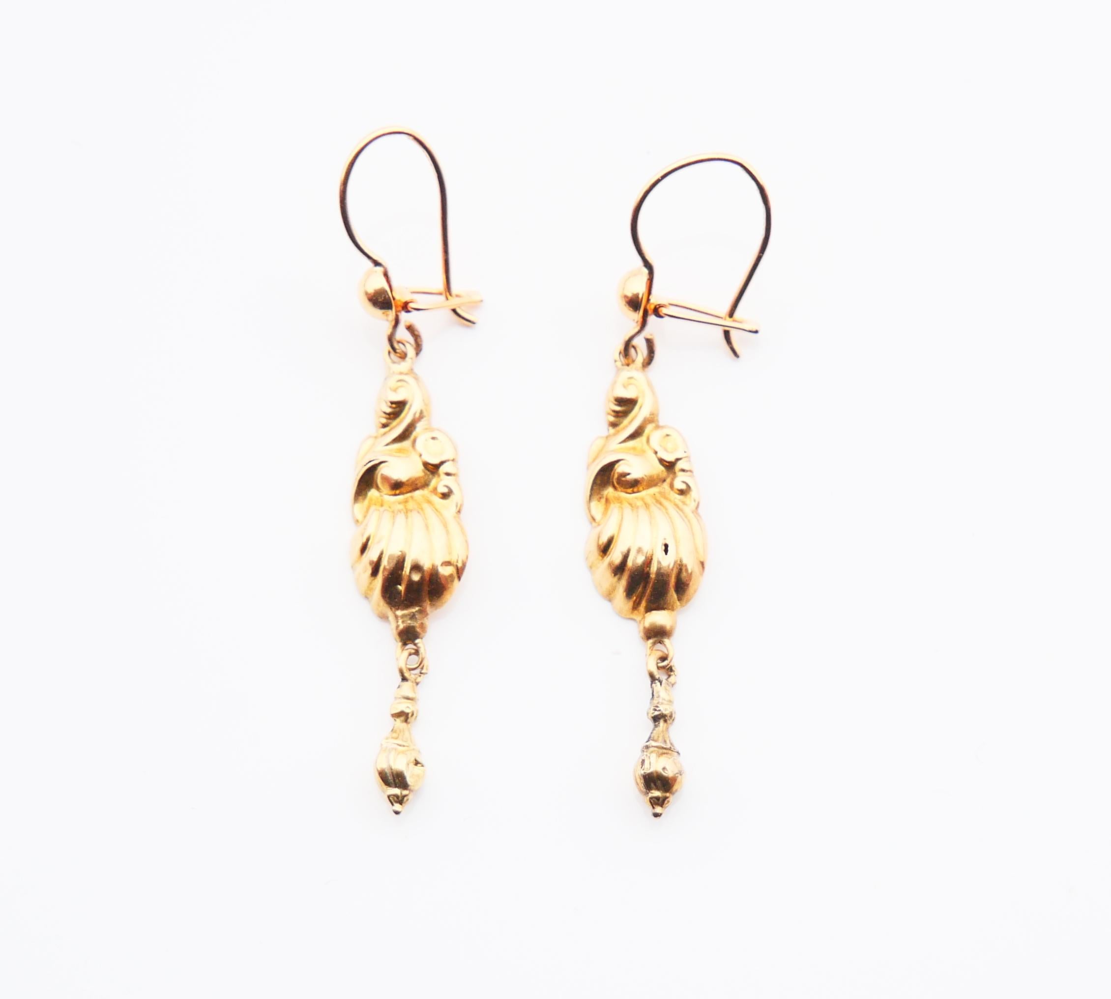 Arts and Crafts 1860 Nordic Earrings solid 18K Gold /2.5gr For Sale