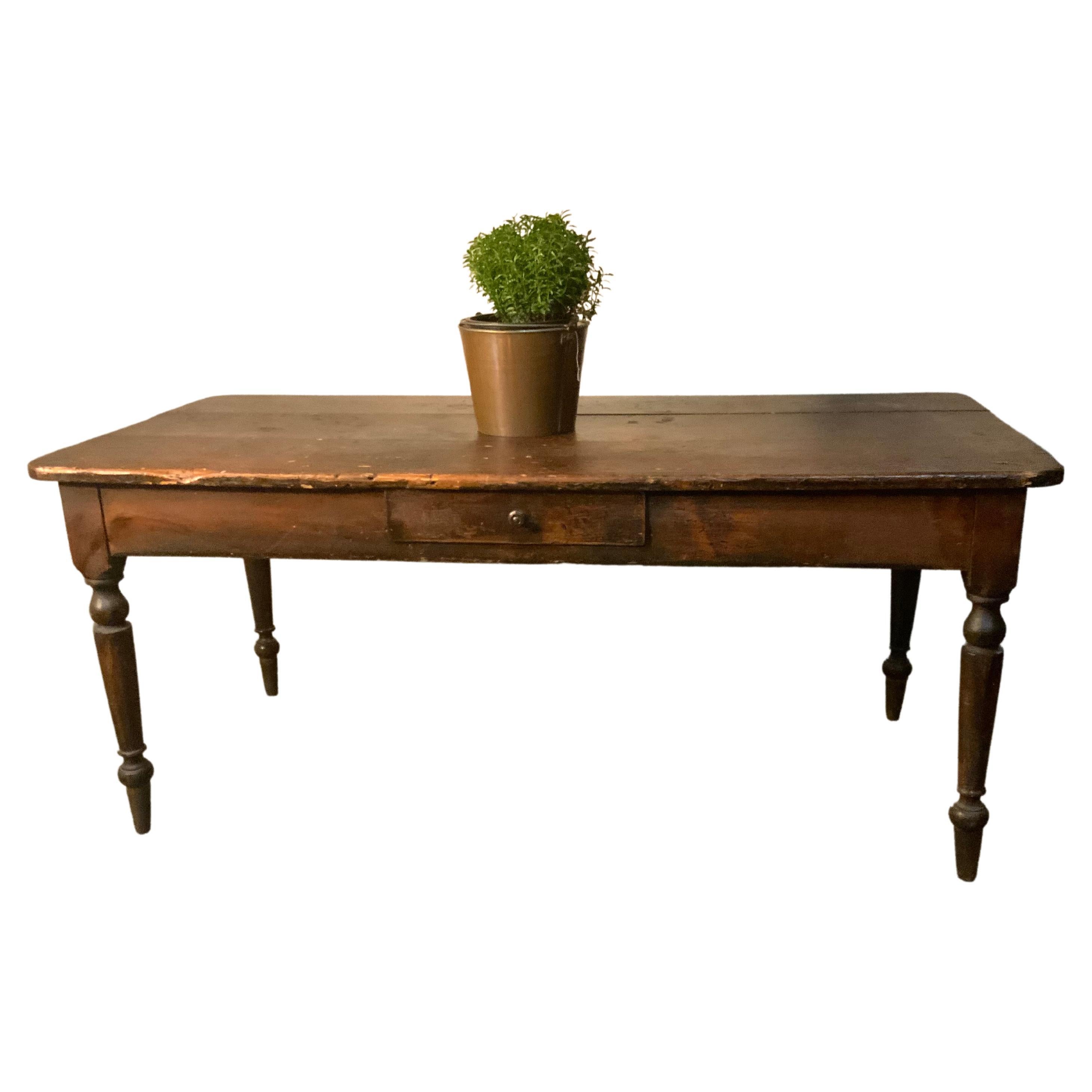 1860 Pine Farm Table in Untouched Original Finish