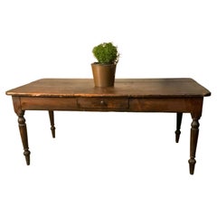 Antique 1860 Pine Farm Table in Untouched Original Finish
