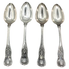 Used 1860 Set of Four "Kings" Pattern Silver Spoons