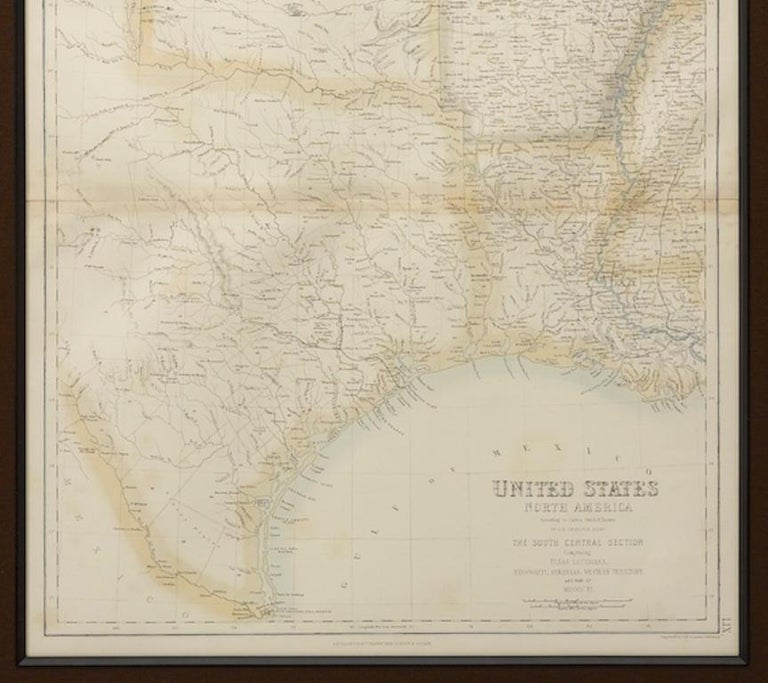 1860 Map of South Central United States by Swanston, Antique Hand