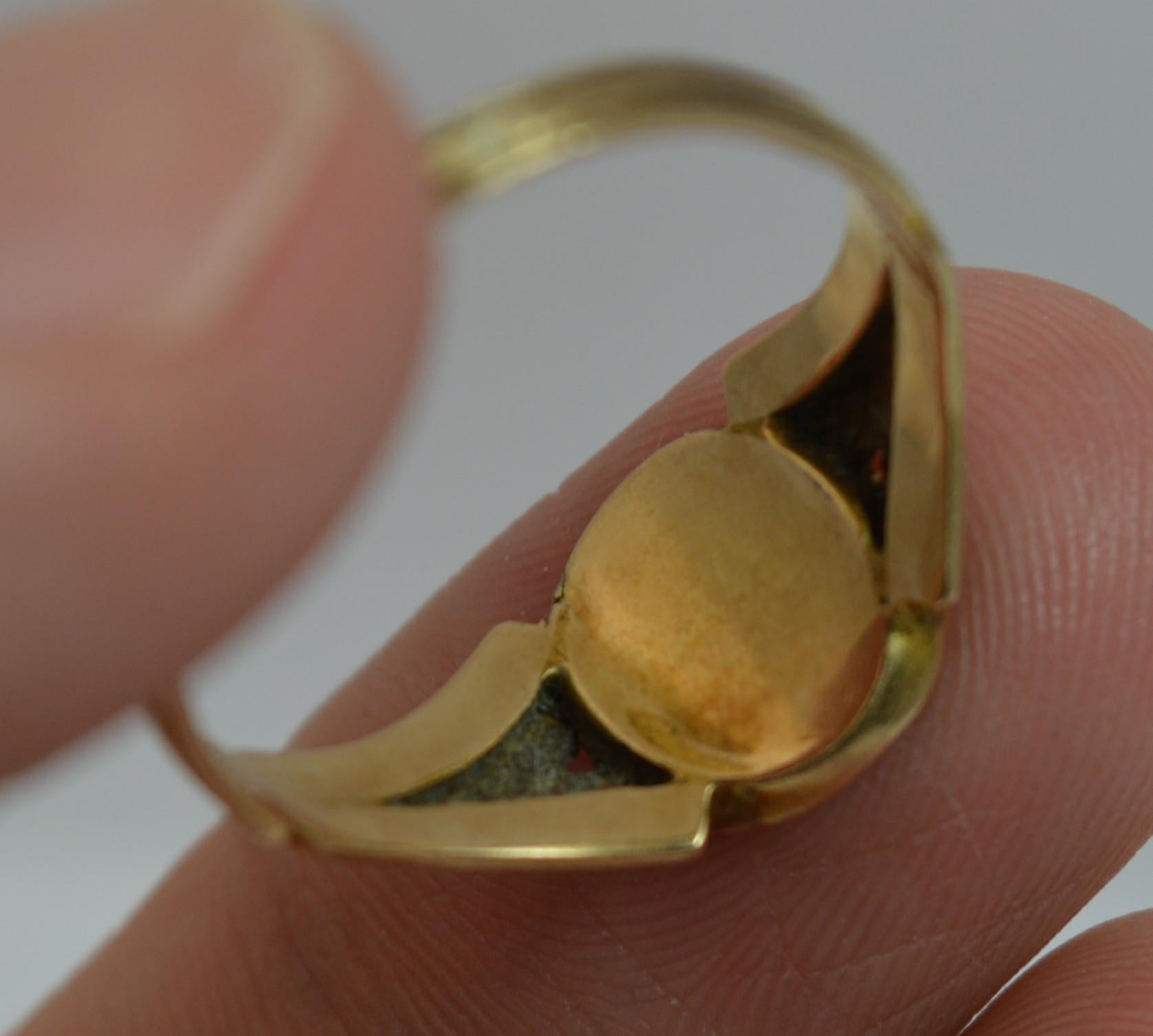 1860 Victorian 18ct Gold Enamel Pearl & Hair Mourning Signet Ring with Engraving 4