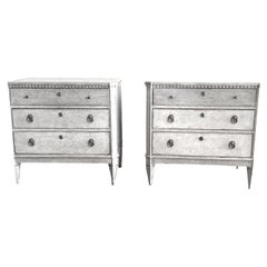 1860c Pale Grey Gustavian Style Pair of Commodes, Sweden, 19th Century