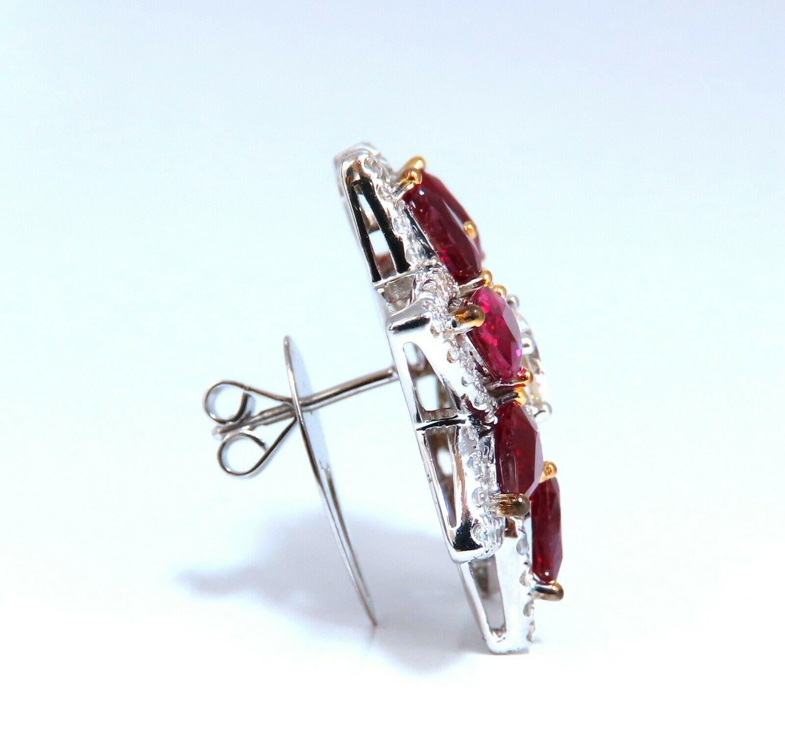 Pear Cut 18.60ct GIA Certified Diamond Ruby Cluster Earrings 18kt For Sale