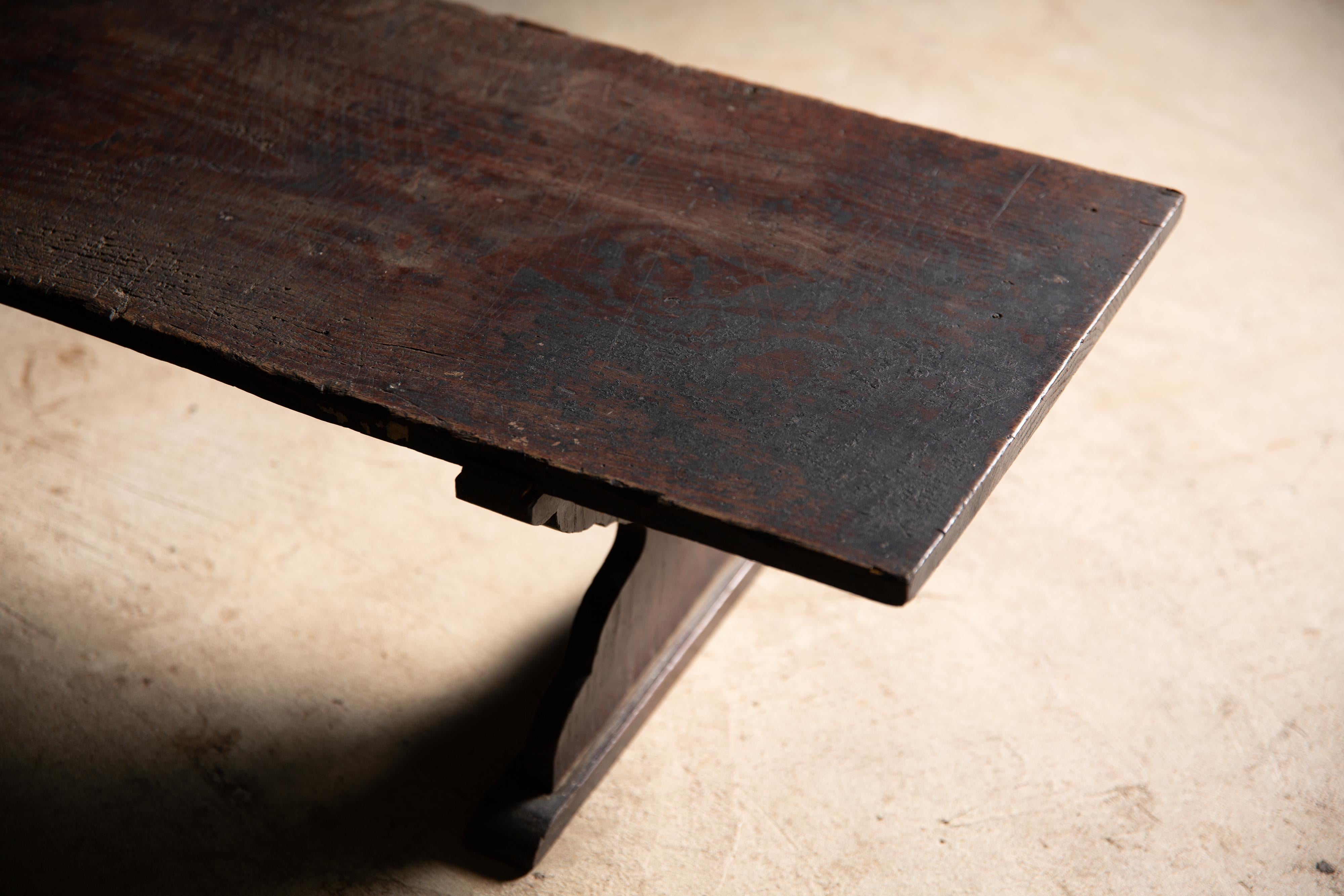 1800s - 1860s Edo Japanese antique chestnut low coffee table wabi sabi primitive en vente 6