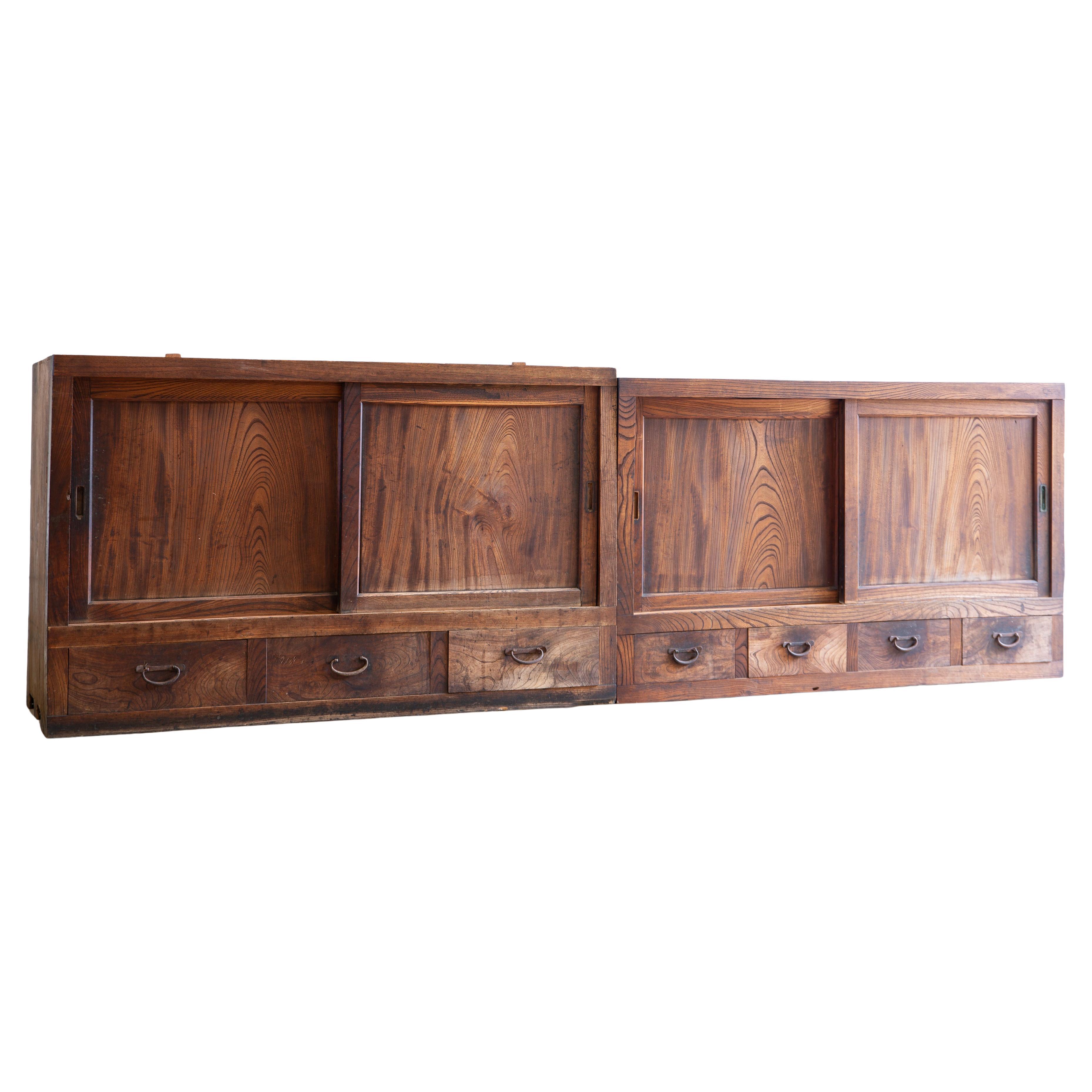 1860s-1910s Japanese antique 2 tier Large Mizuya tansu chest wabi sabi organic