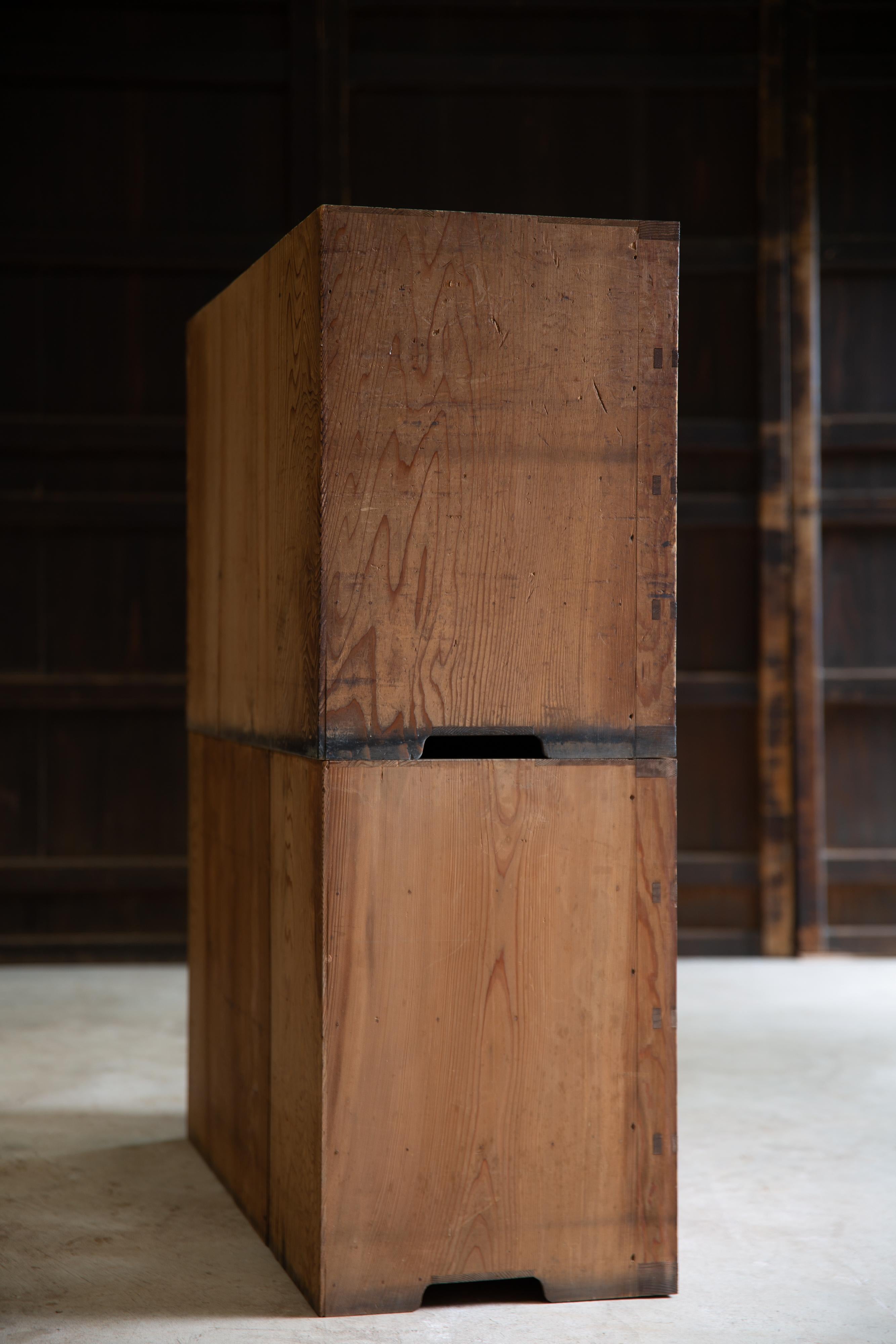 1860s-1910s Japanese antique Kiri medicine chest of drawers, tansu, wabi sabi 3