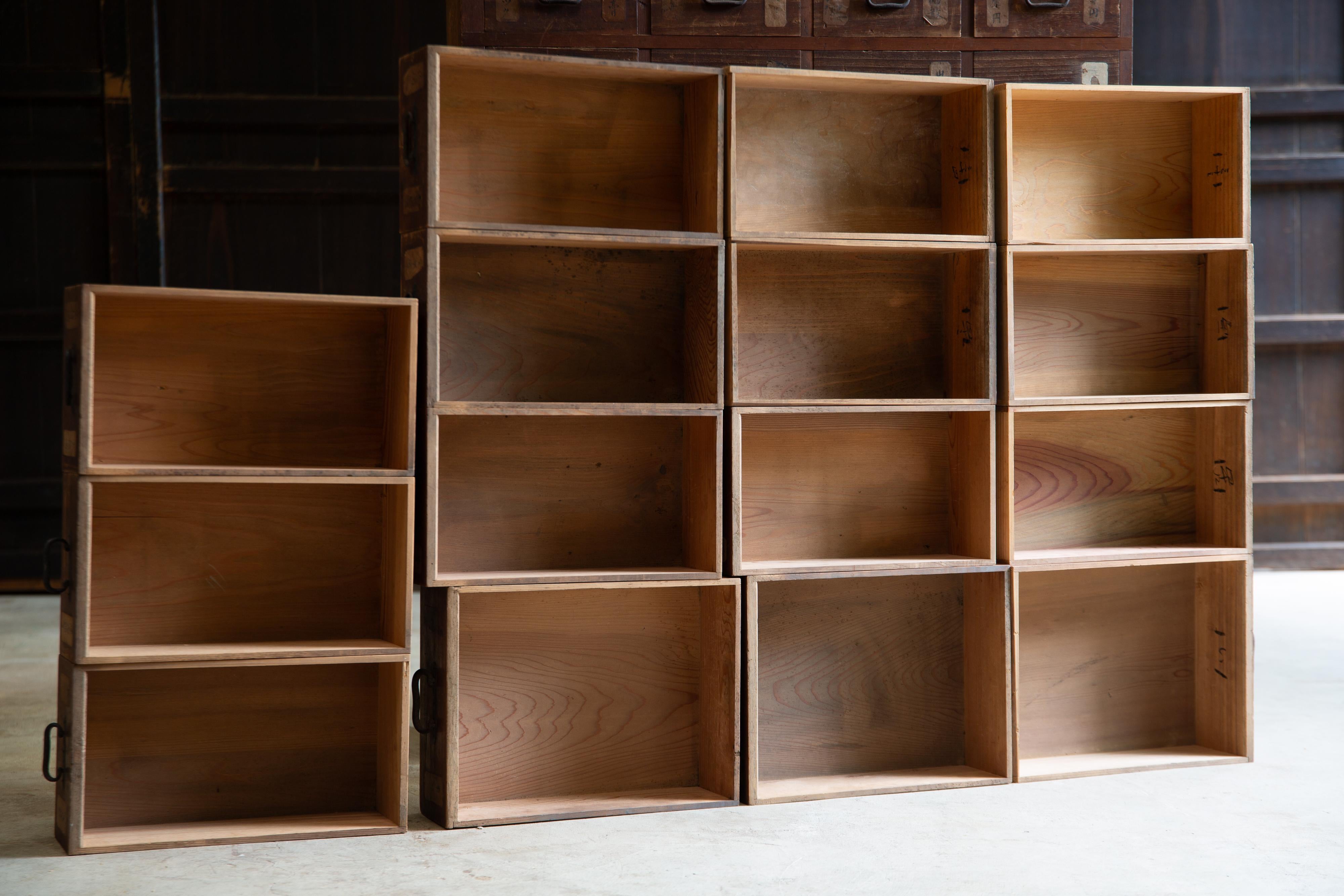 1860s-1910s Japanese antique Kiri medicine chest of drawers, tansu, wabi sabi 9