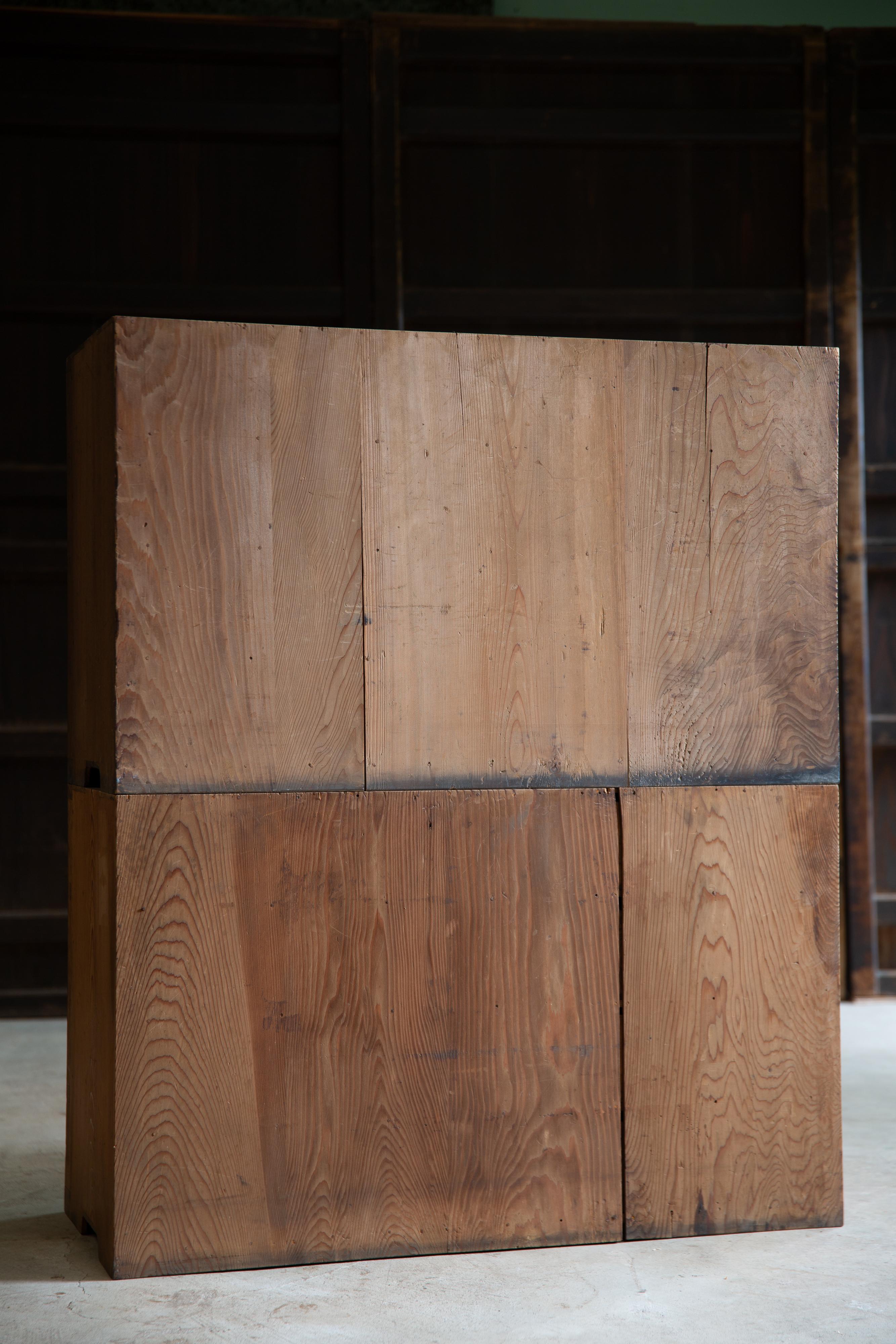 Wood 1860s-1910s Japanese antique Kiri medicine chest of drawers, tansu, wabi sabi
