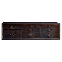 1860s-1910s Meiji Japanese antique wabi sabi Urushi mid Tansu chest of drawers