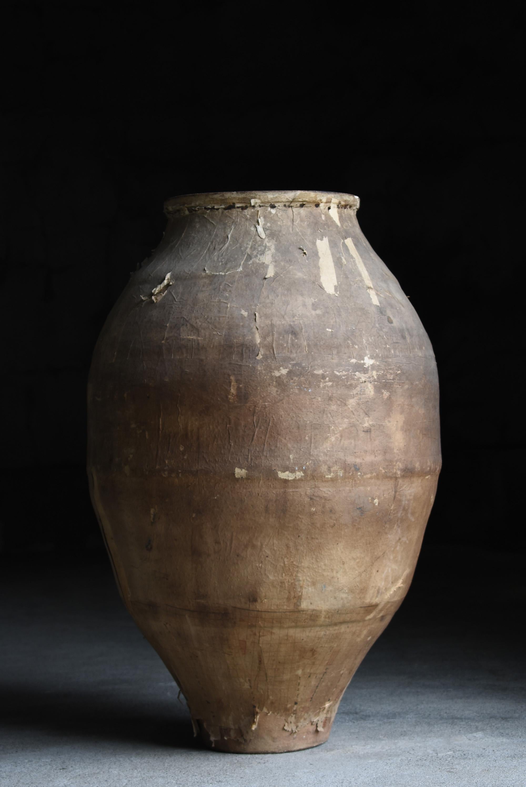 Meiji 1800s-1900s Japanese antique TSUBO / pottery ceramic jar flower vase wabisabi
