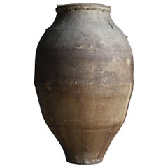 1800s-1900s Japanese antique TSUBO / pottery ceramic jar flower vase wabisabi