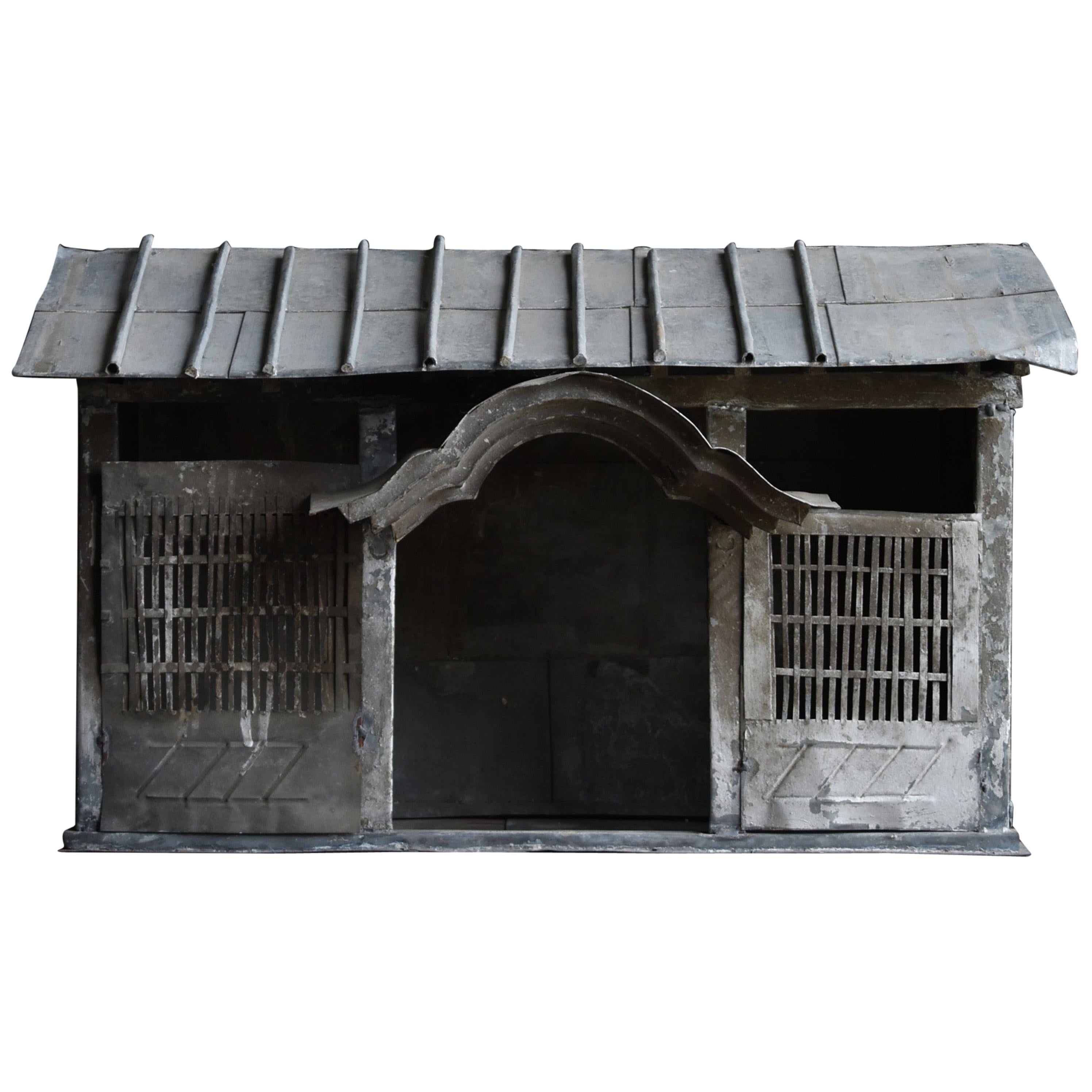 1860s-1920s Japanese Zushi God's House Buddha Wabisabi Object Galvanized Iron