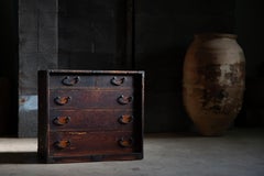 1860s-80s Edo Japanese antique mid size Urushi Tansu chest of drawers, wabi sabi