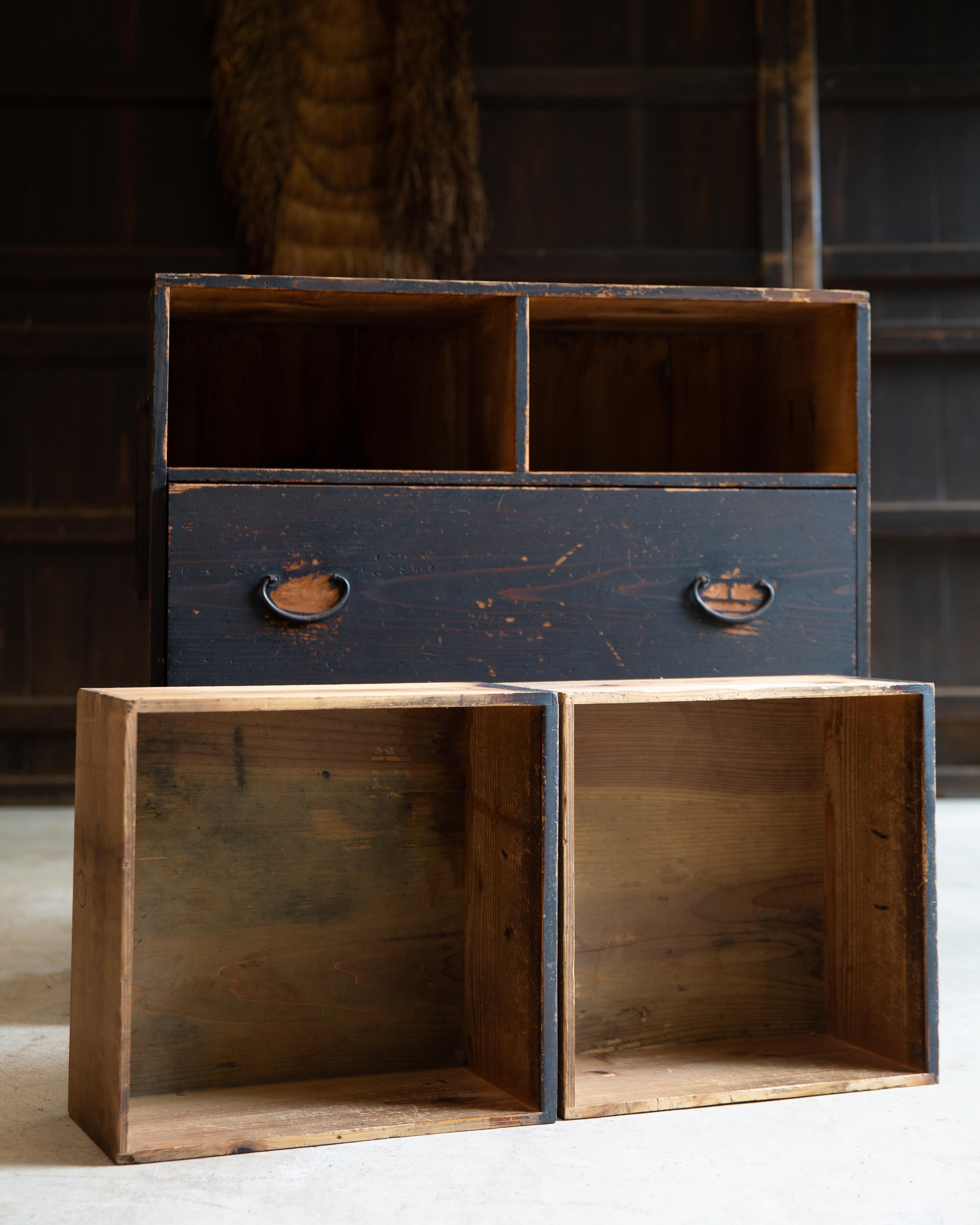 1860-80er Jahre japanische antike wabi sabi Schwarz Urushi Mitte Tansu Kommode im Angebot 8