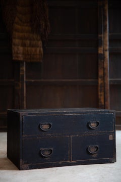 1860s-80s Japanese antique wabi sabi Urushi mid Tansu chest of drawers