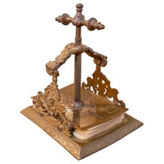 1860s Antique Bronze Playing Card Press with Victorian-style Deck. Dated