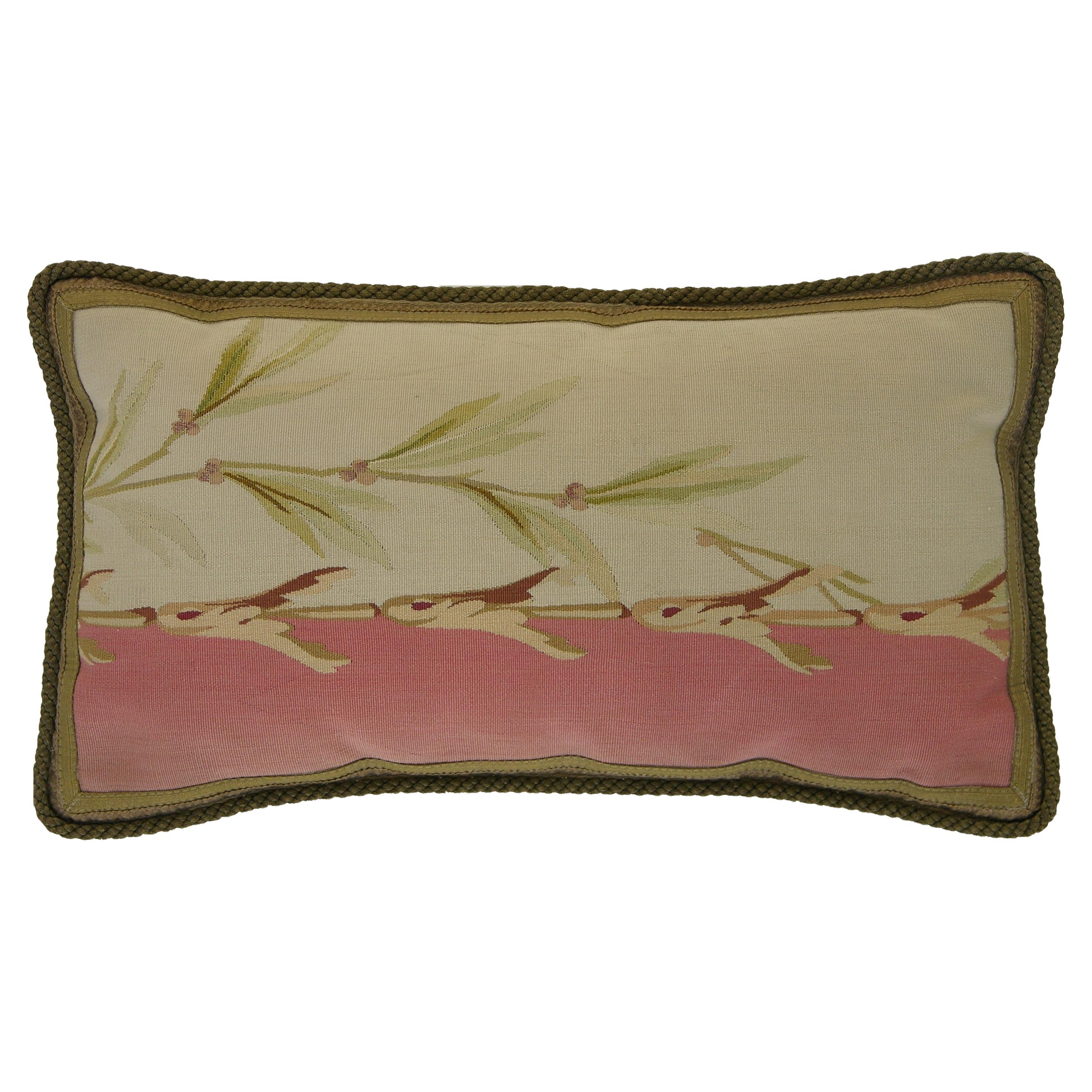 1860s Antique French Aubusson Tapesatry Pillow For Sale