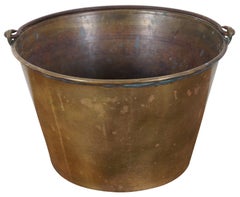 1860s Antique Hw Hayden Ansonia Spun Brass Fire Bucket Pail W Iron Handle