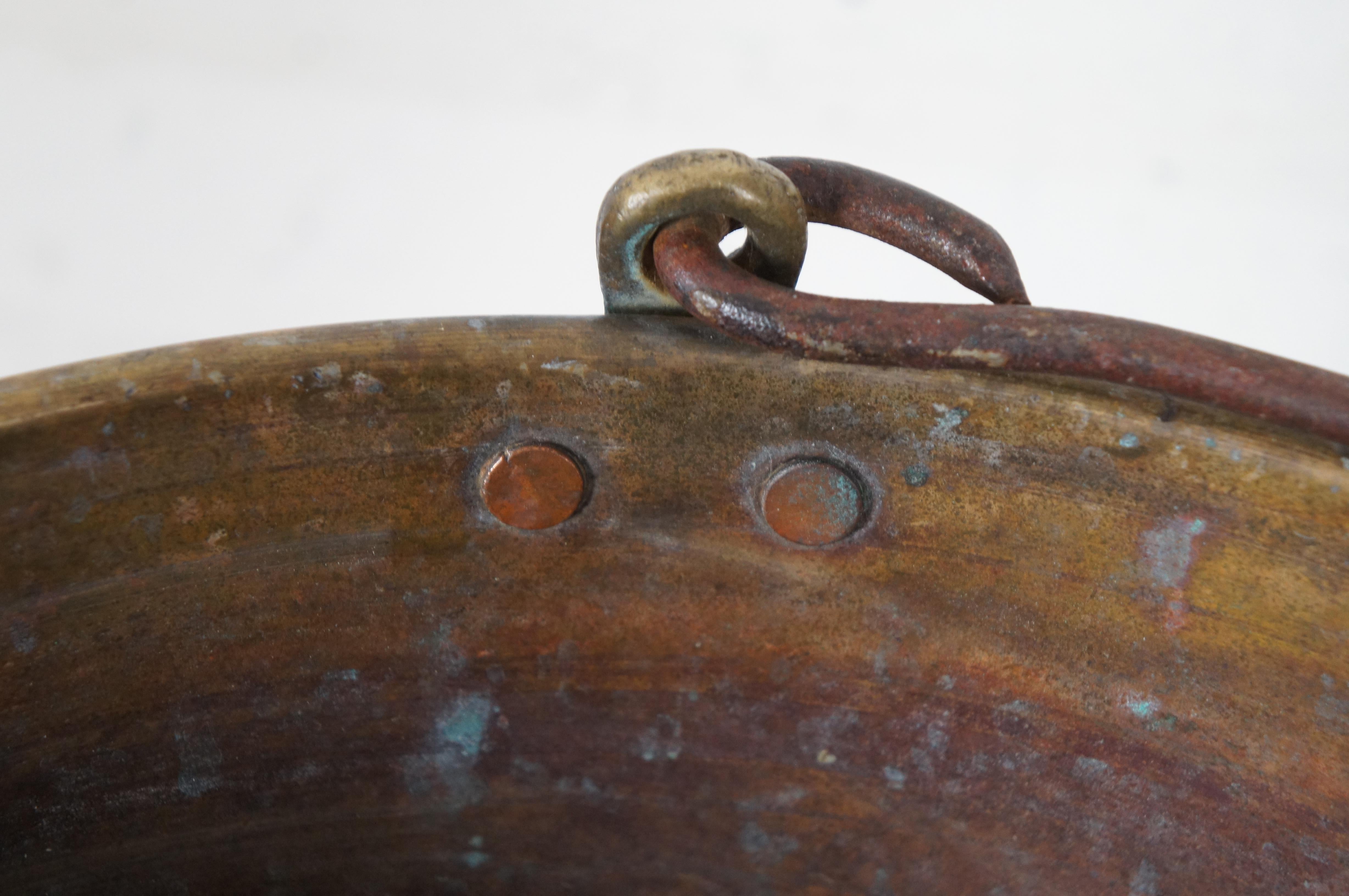 Mid-19th Century 1860s Antique Hw Hayden Ansonia Spun Brass Fire Bucket Pail W Iron Handle