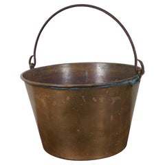 1860s Antique Hw Hayden Ansonia Spun Brass Fire Bucket Pail W Iron Handle