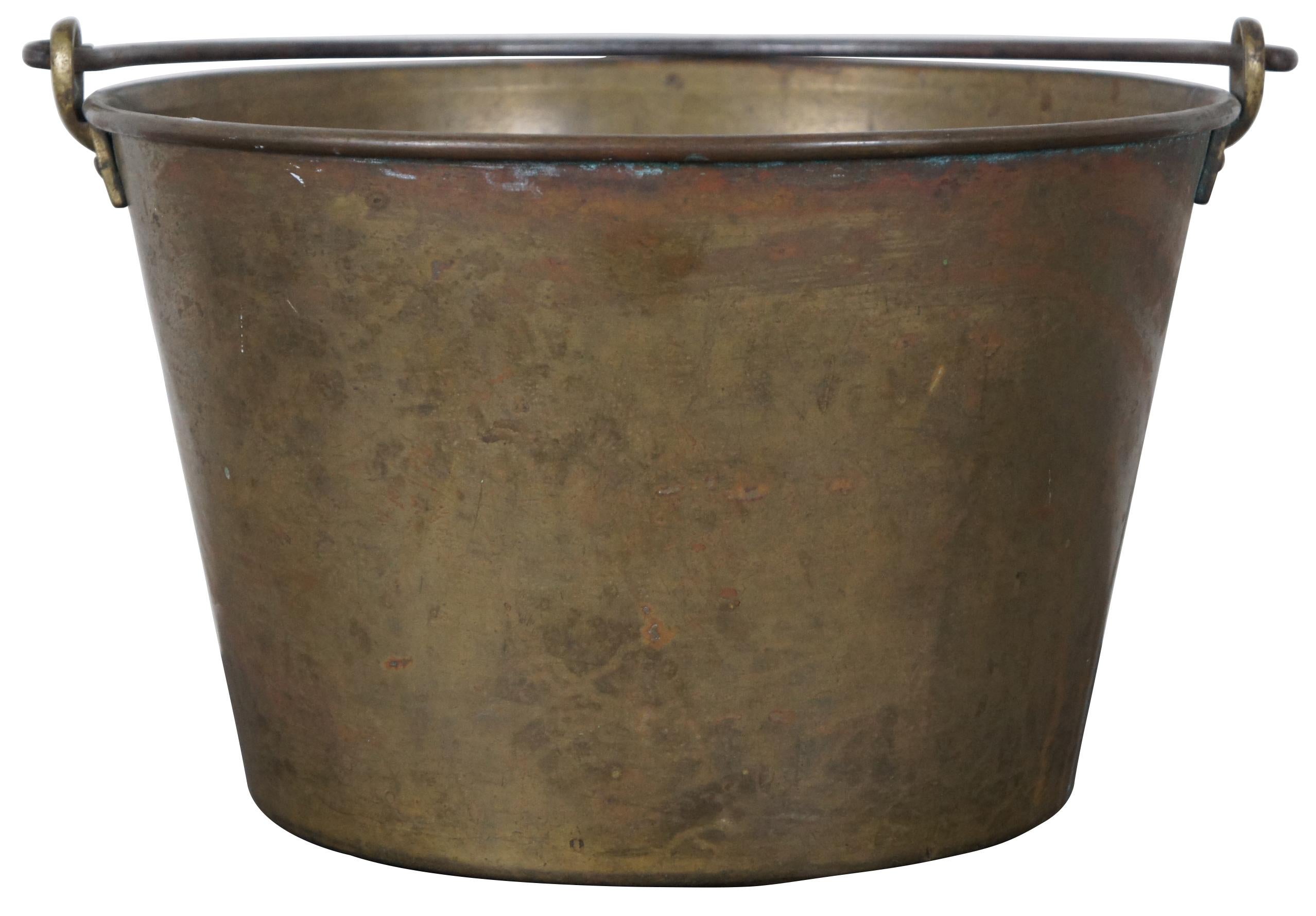 1860s Antique HW Hayden Waterbury Brass Bucket Pail Syrup Kettle Pot