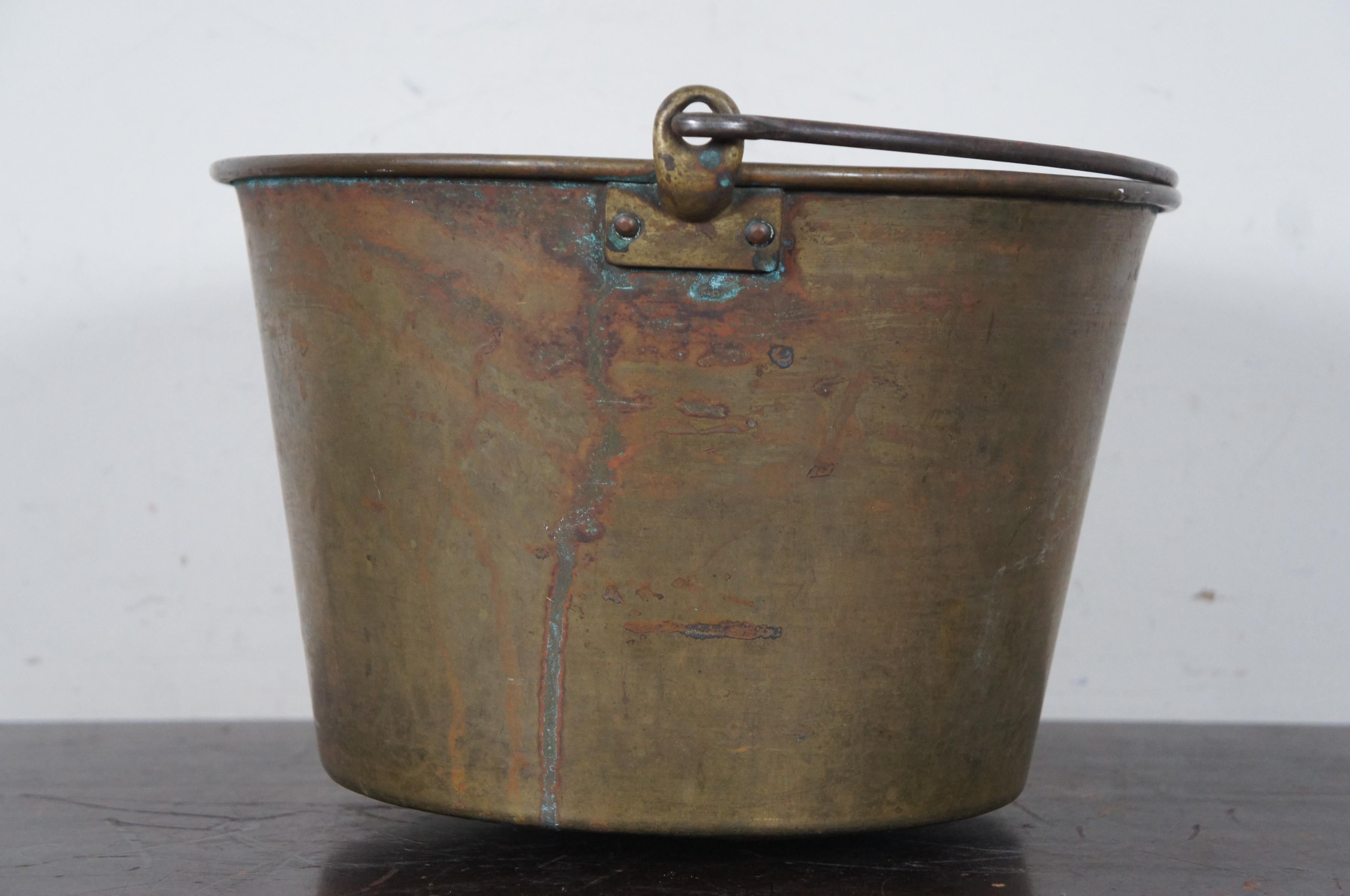 1860s Antique HW Hayden Waterbury Brass Bucket Pail Syrup Kettle Pot Cauldron For Sale at