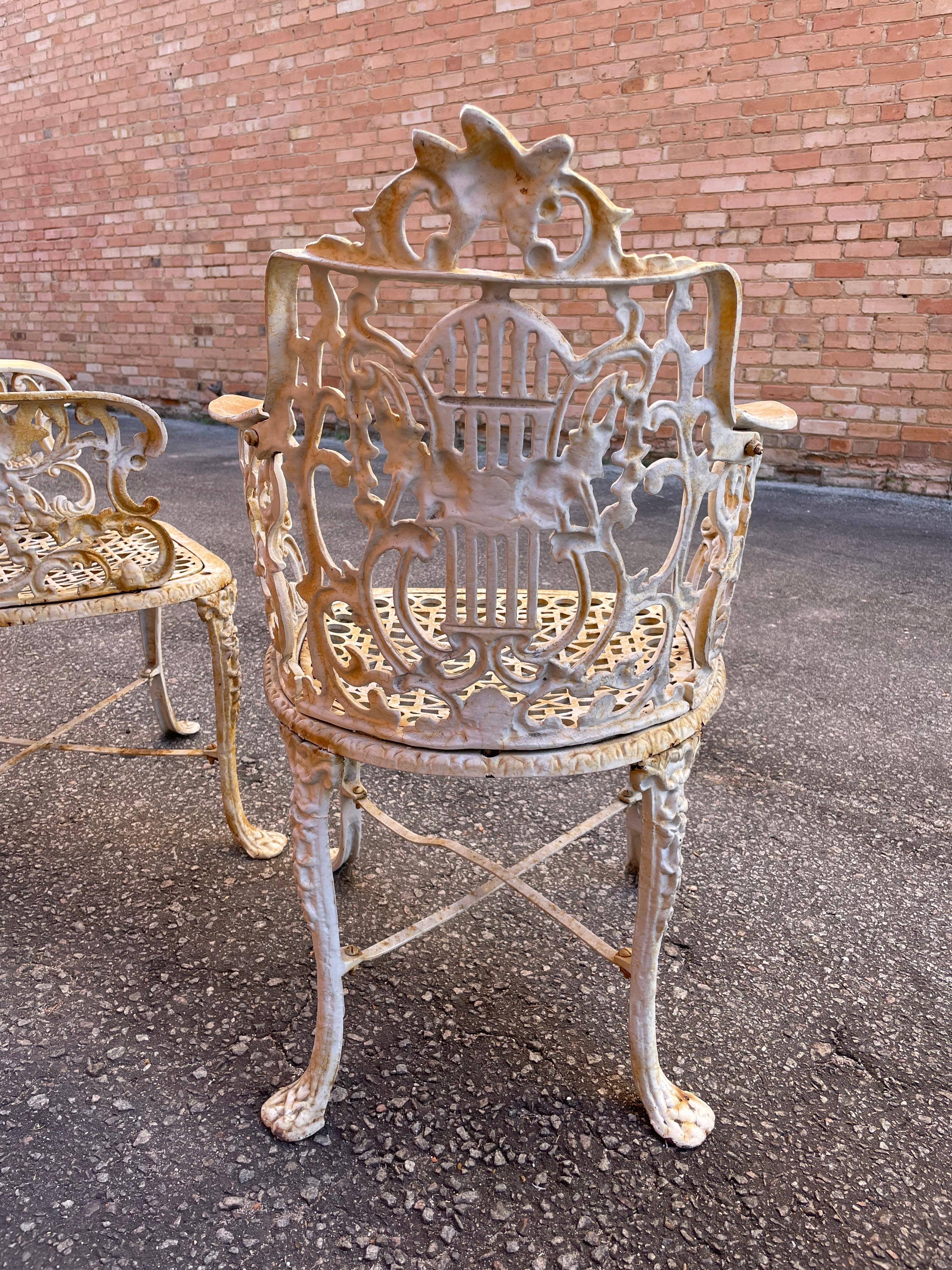 1860s Antique Neoclassical Robert Wood Cast Iron Chairs, a Pair For Sale 5