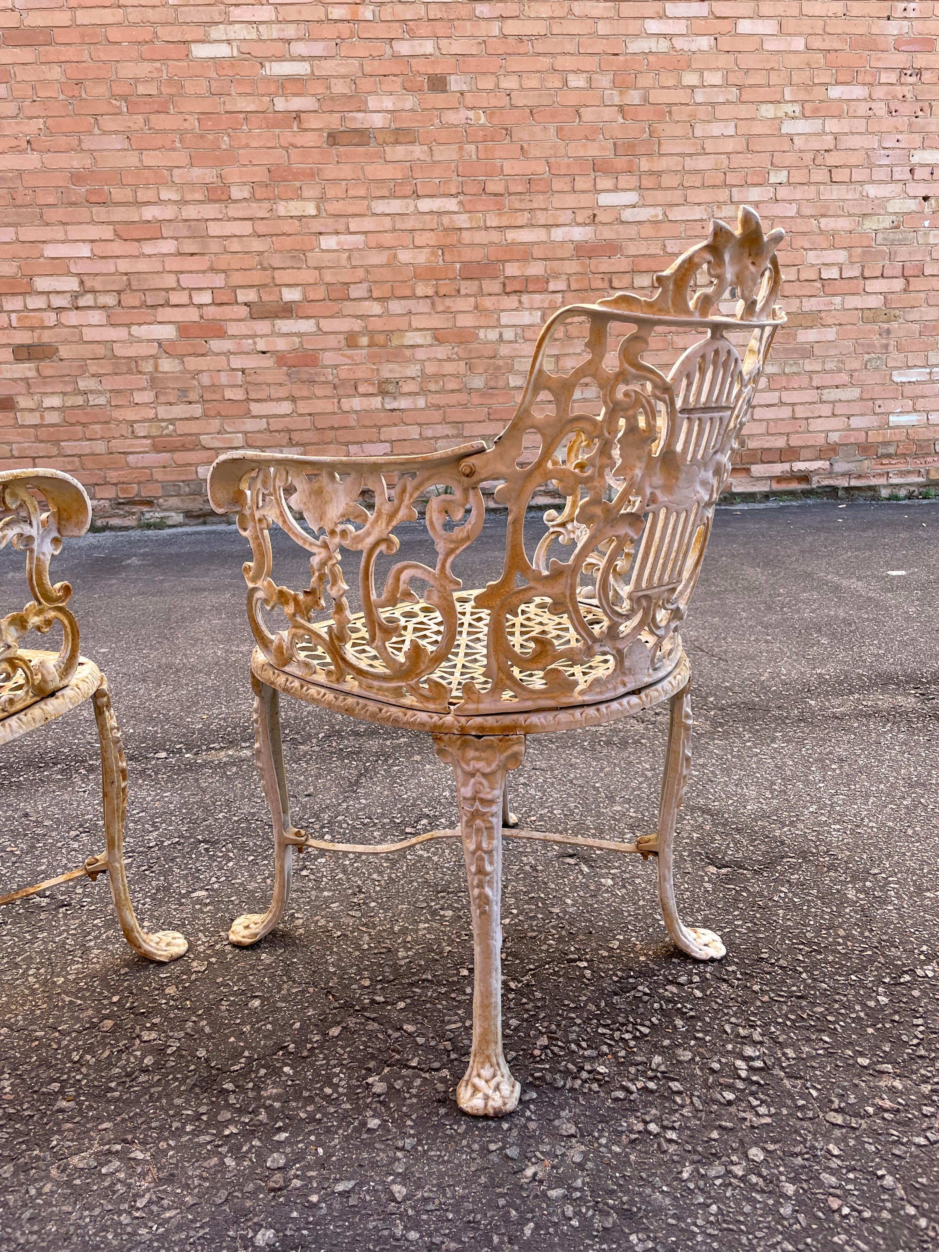 1860s Antique Neoclassical Robert Wood Cast Iron Chairs, a Pair For Sale 6