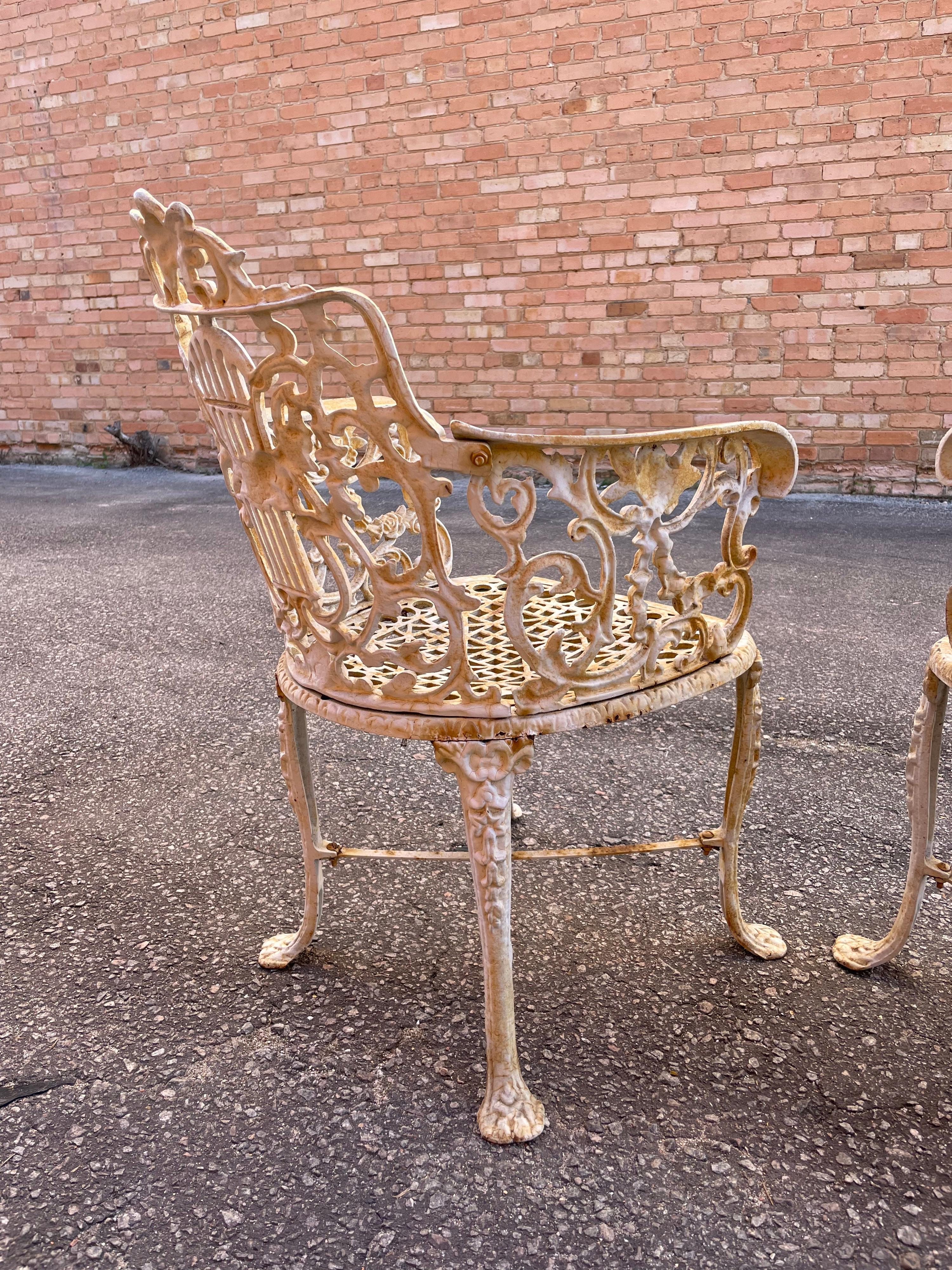 1860s Antique Neoclassical Robert Wood Cast Iron Chairs, a Pair For Sale 7