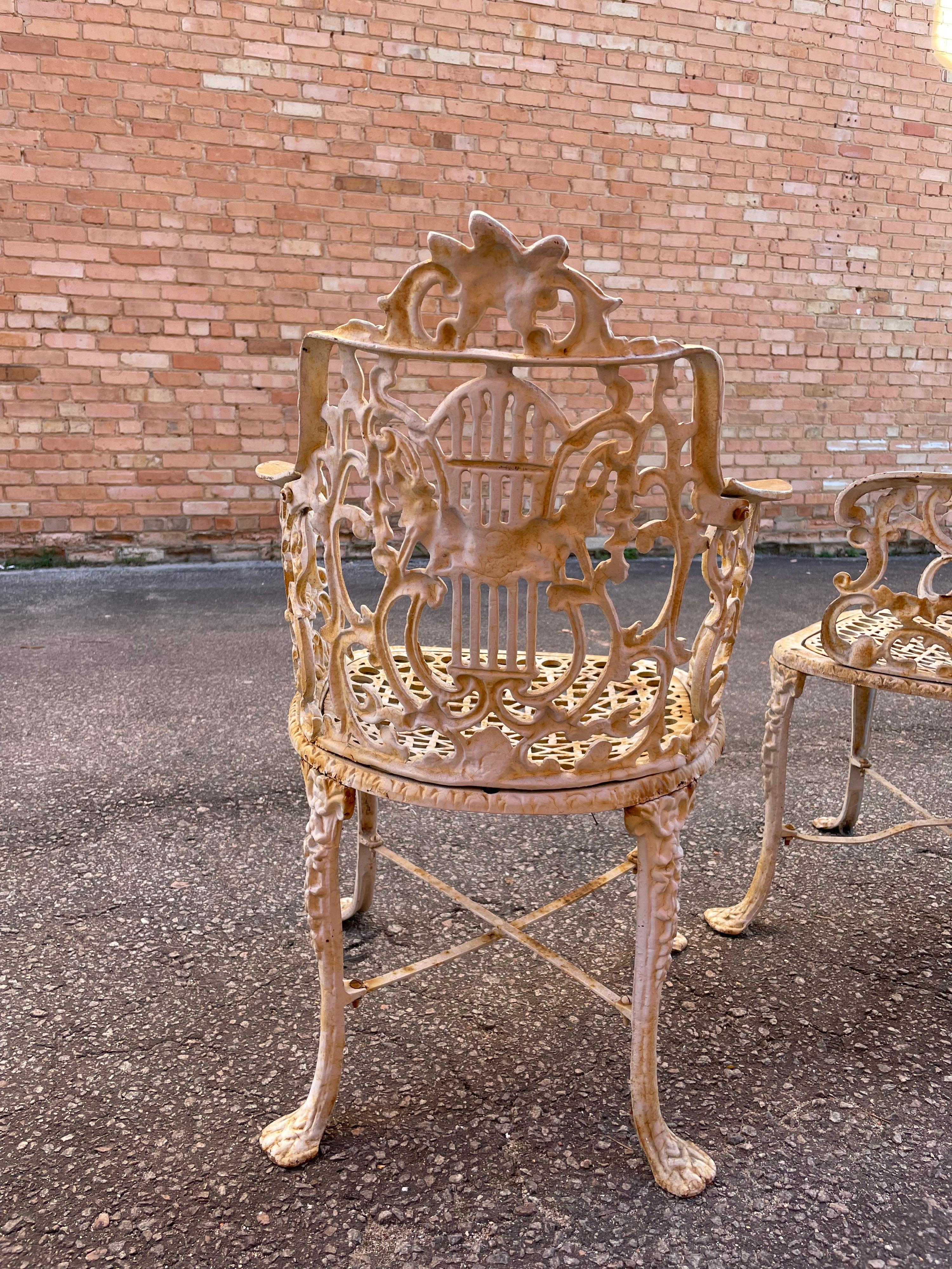 1860s Antique Neoclassical Robert Wood Cast Iron Chairs, a Pair For Sale 8