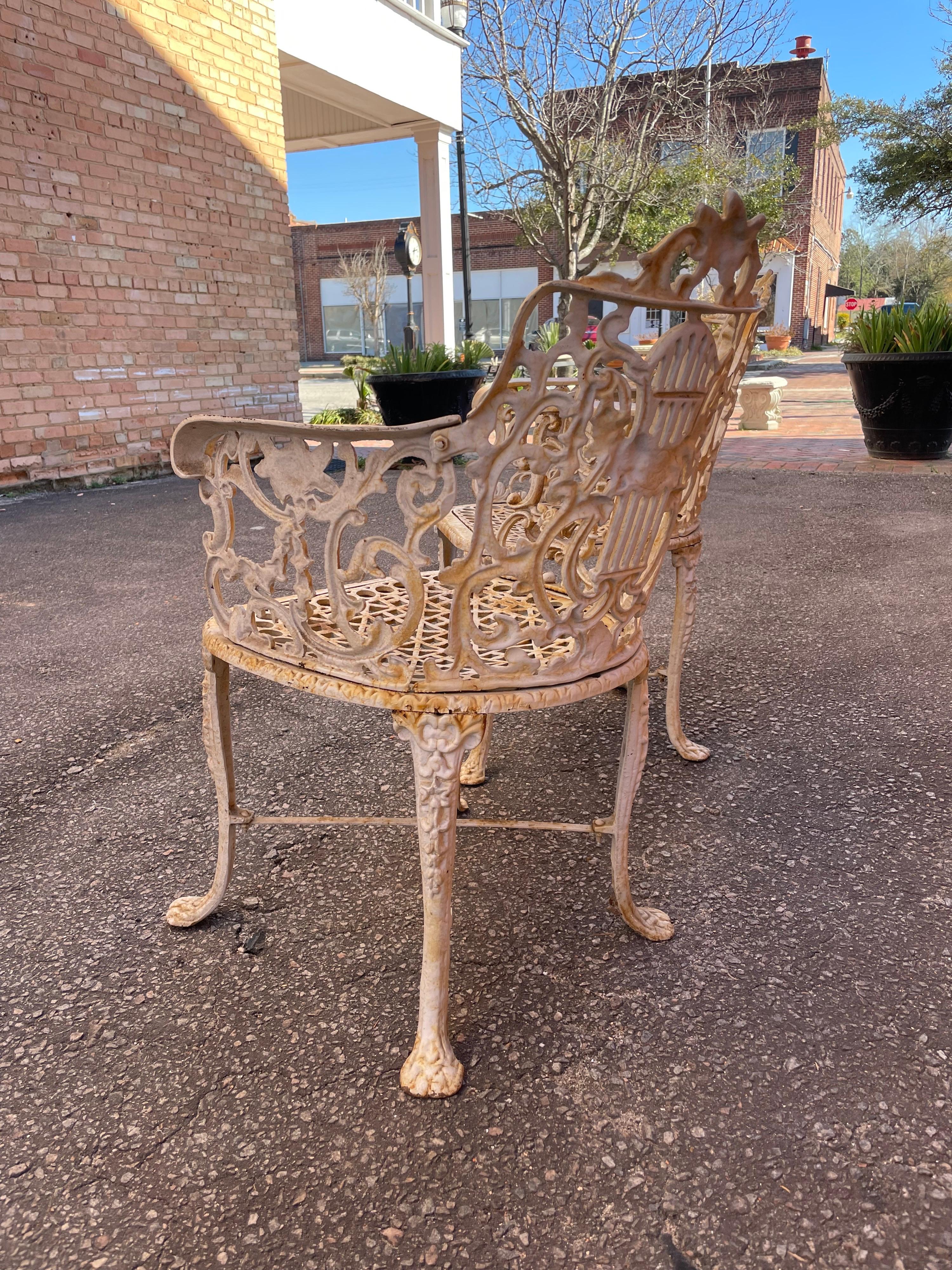 1860s Antique Neoclassical Robert Wood Cast Iron Chairs, a Pair For Sale 9